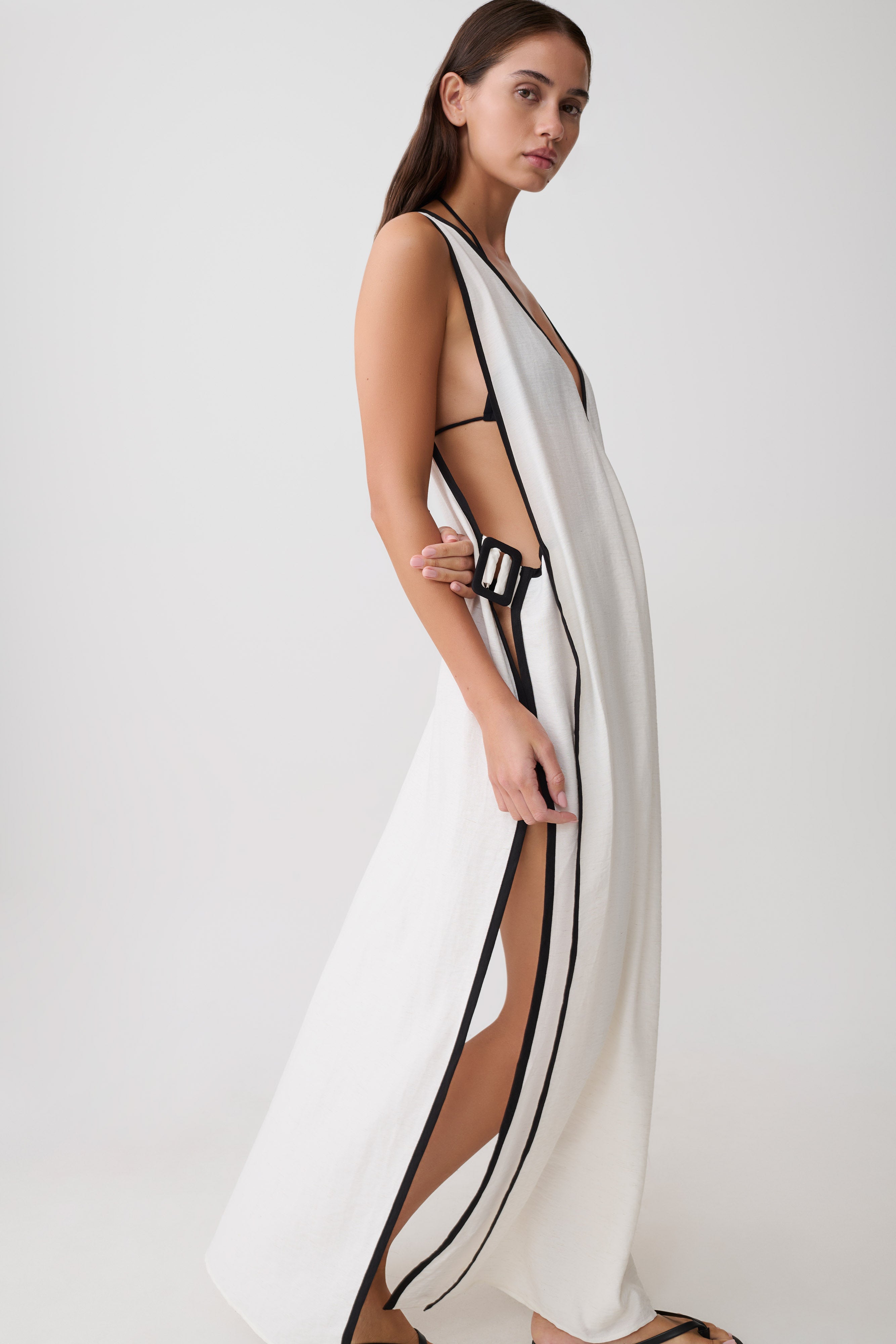 Arcadia Crossover Coverup Maxi Dress - White - Image 3