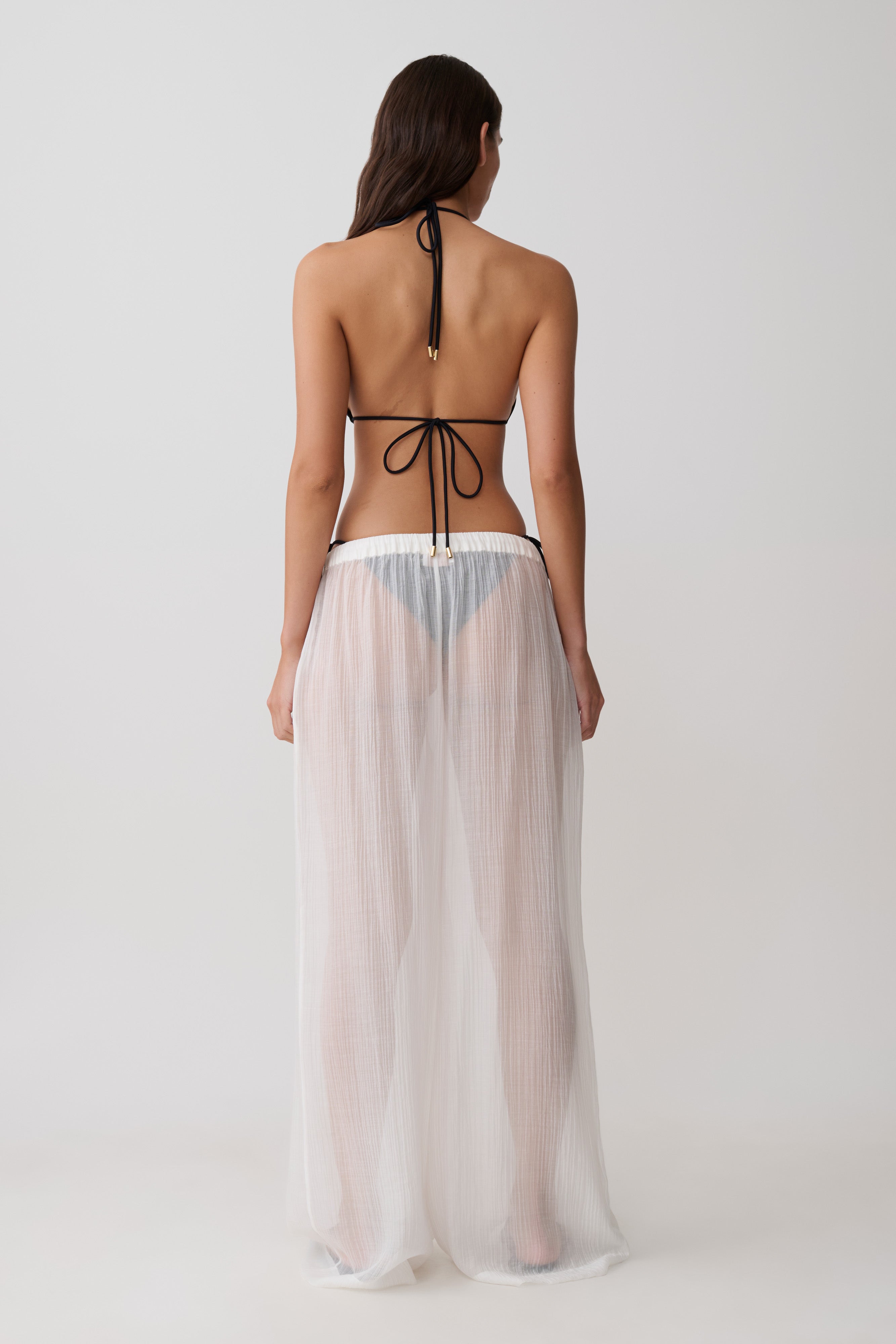 Alternative view of Leilani Sheer Drawstring Wide Leg Pants - Ivory