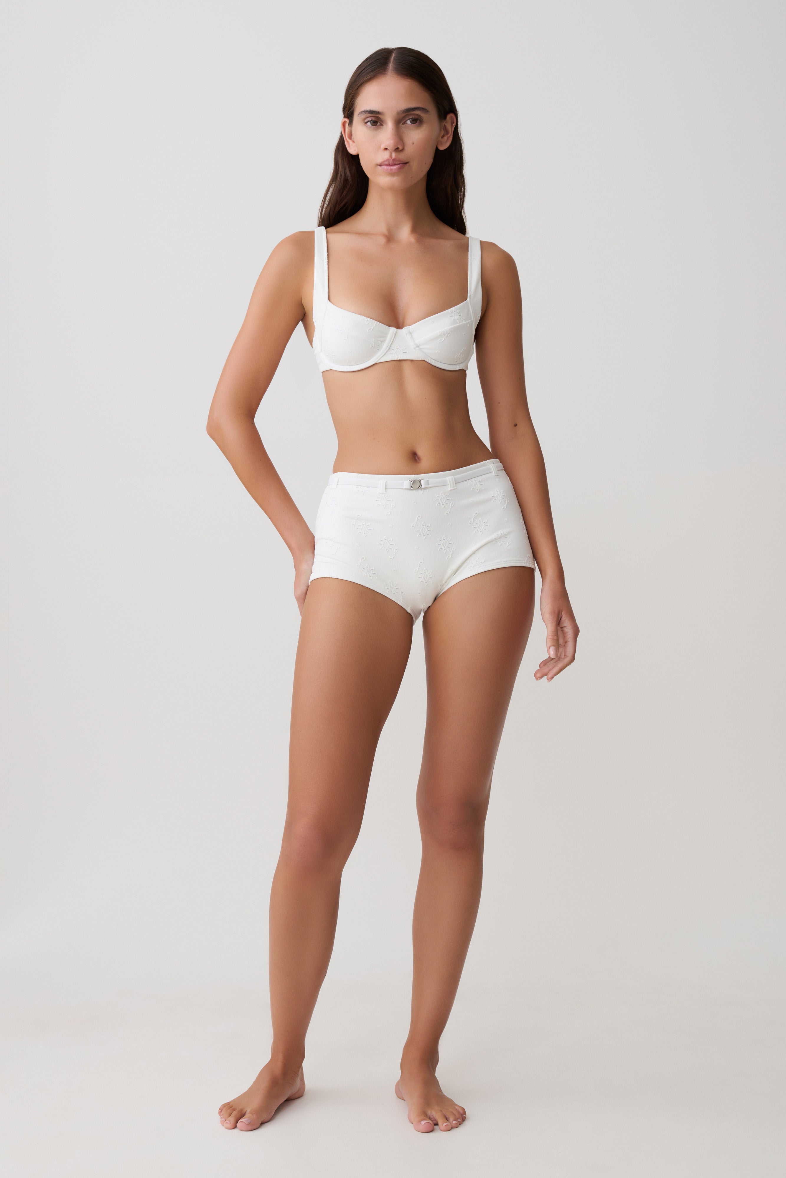 Frost Mini Bikini Shorts - White Textured Fabric - Image 8