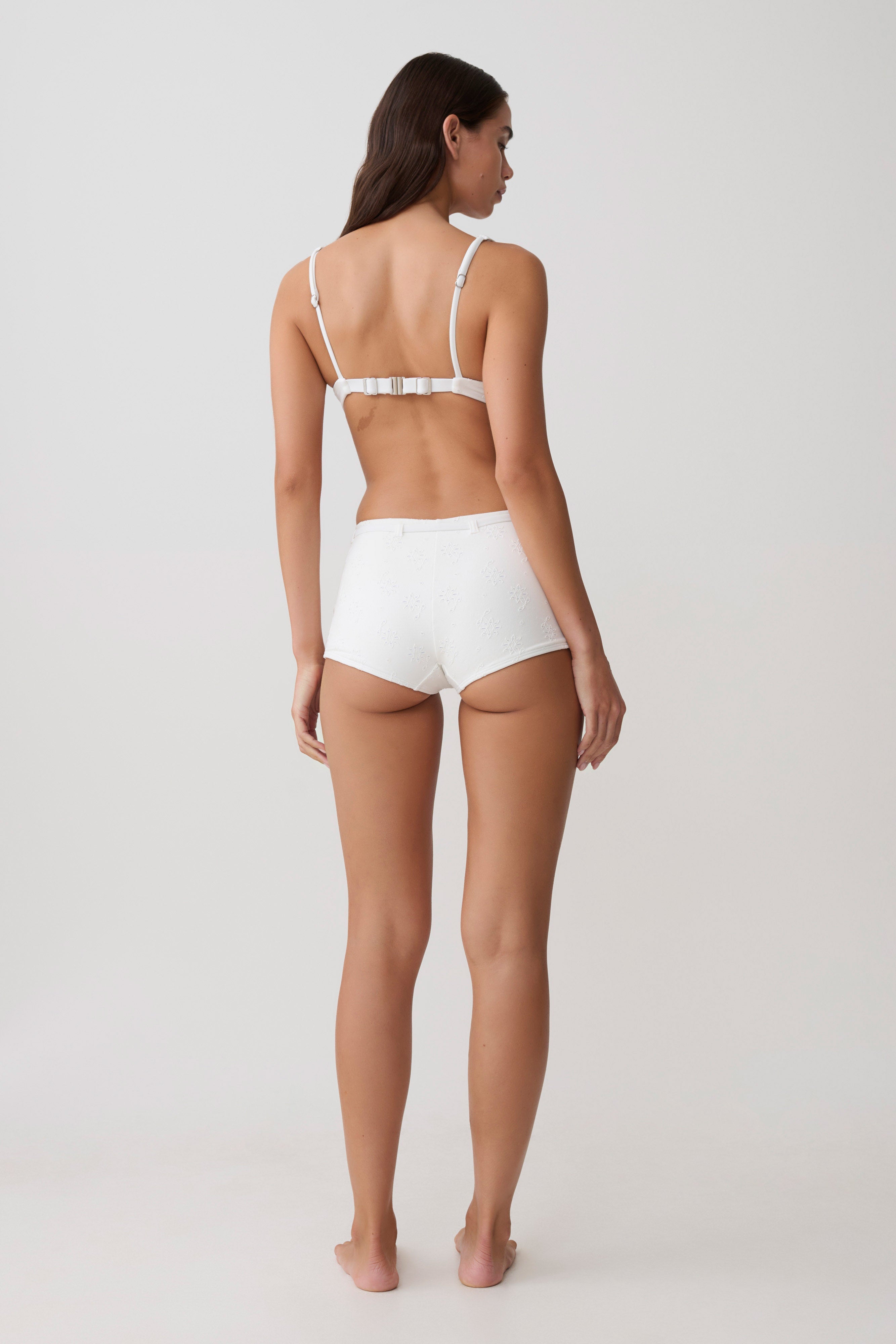 Abra Underwire Apex Bikini Top - White Textured Fabric - Image 7