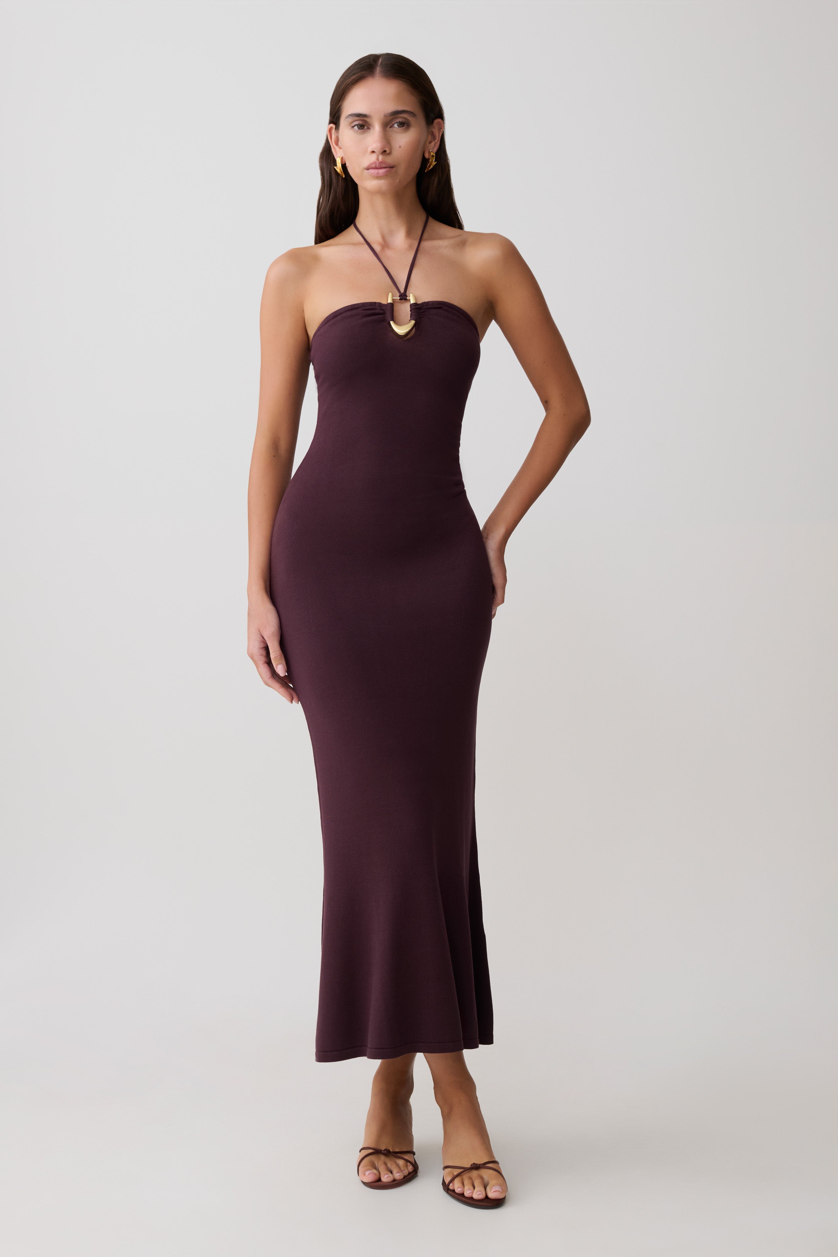 Dimitri Knit Midi Dress - Chocolate - Image 6