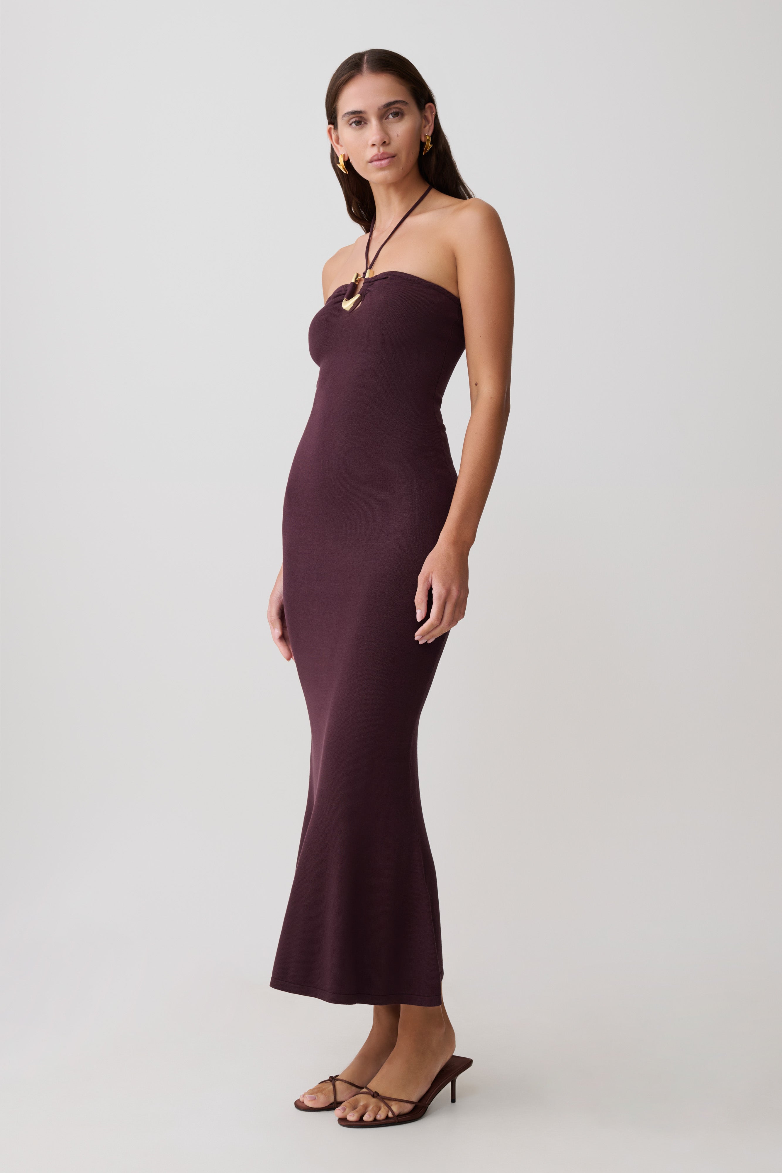 Dimitri Knit Midi Dress - Chocolate - Image 4