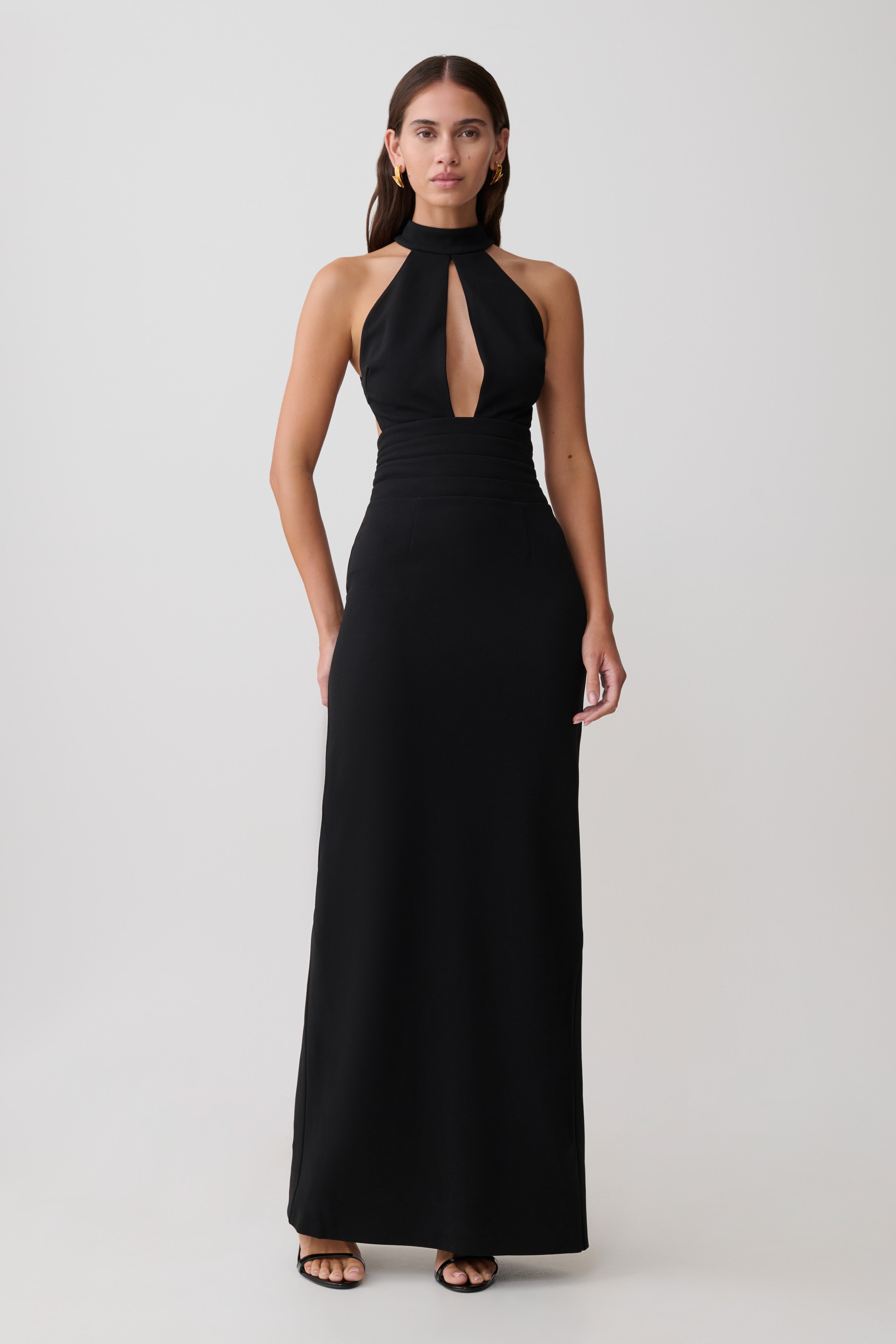 Elan Stretch Crepe Maxi Dress - Black - Image 4
