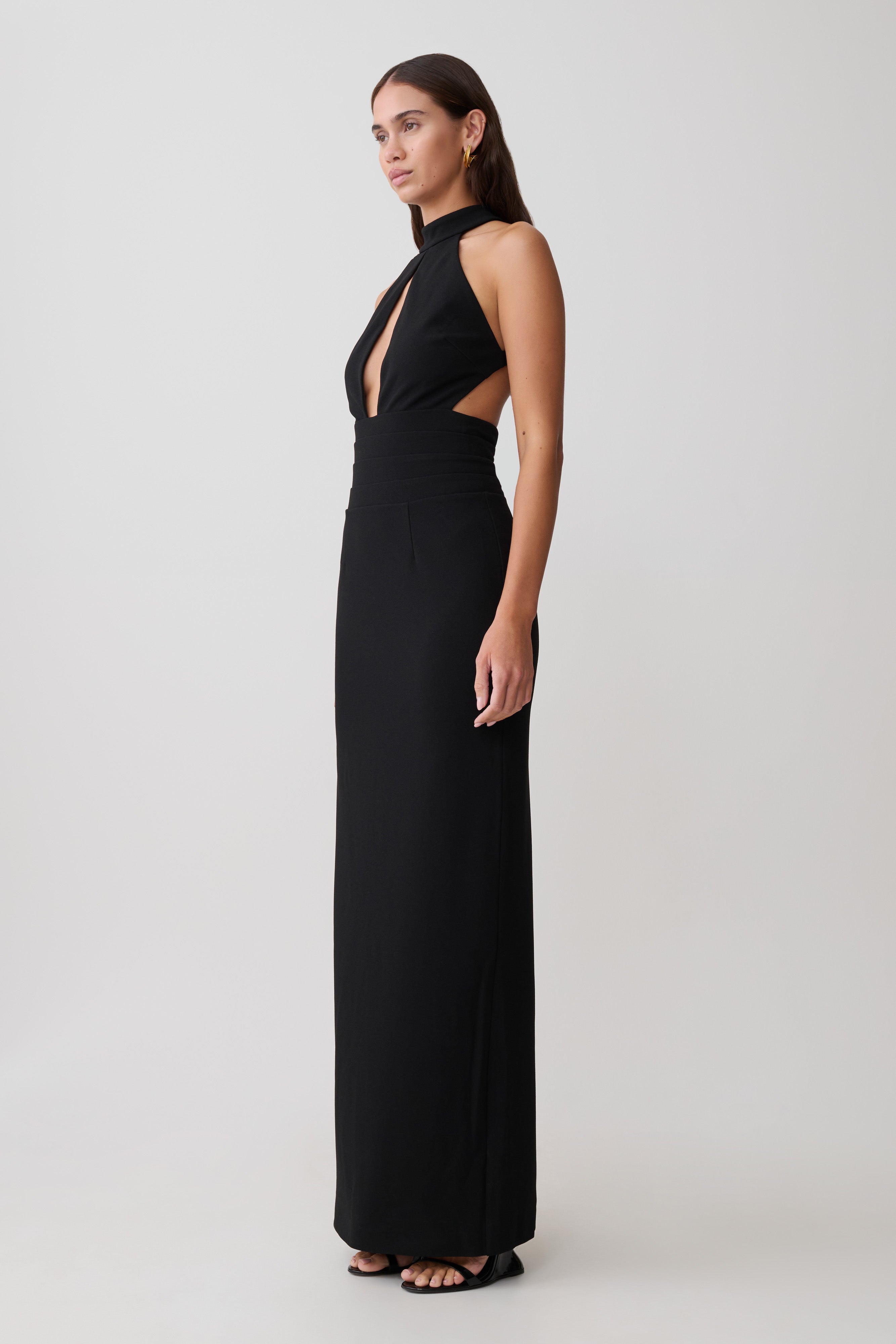 Elan Stretch Crepe Maxi Dress - Black - Image 3