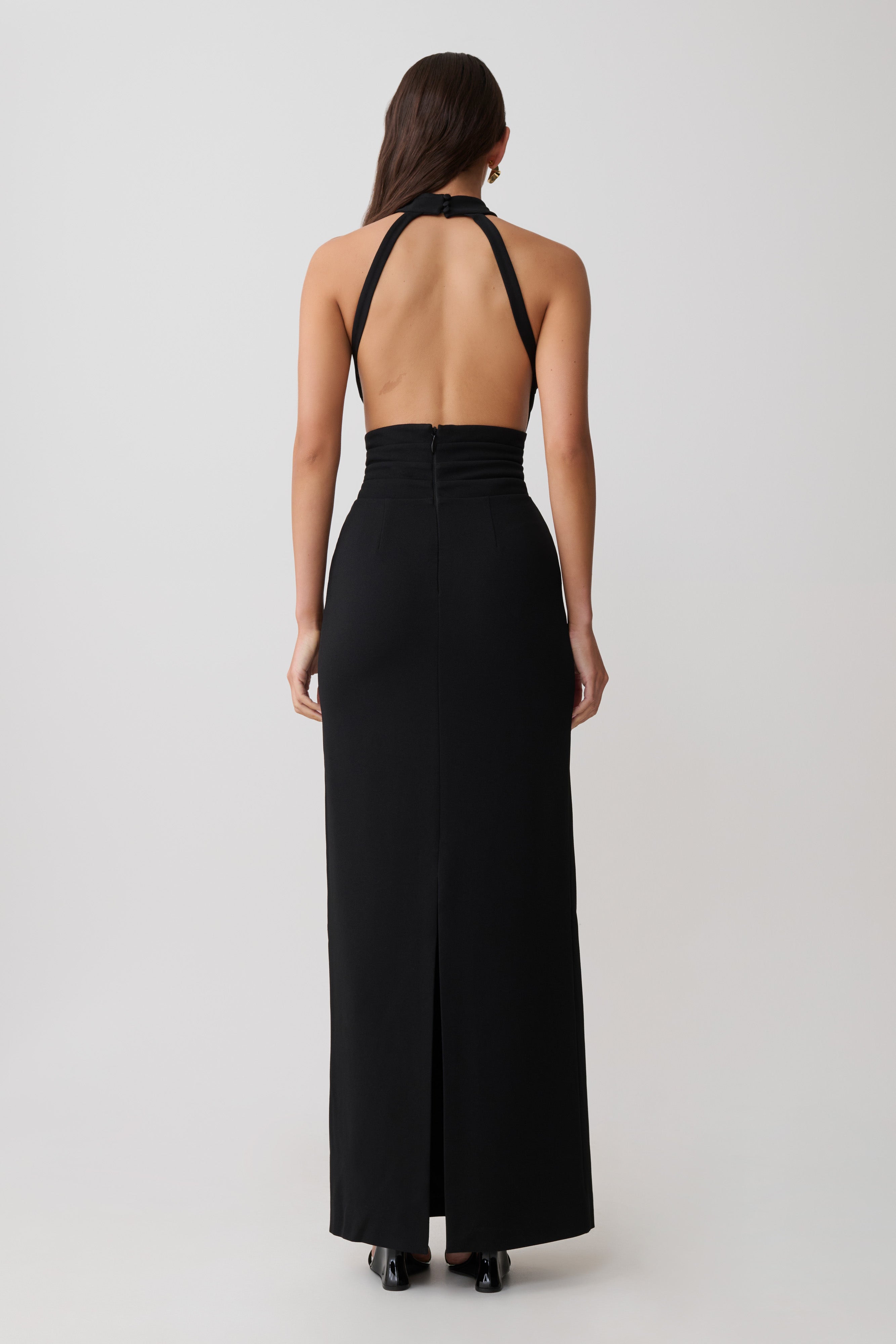 Alternative view of Elan Stretch Crepe Maxi Dress - Black