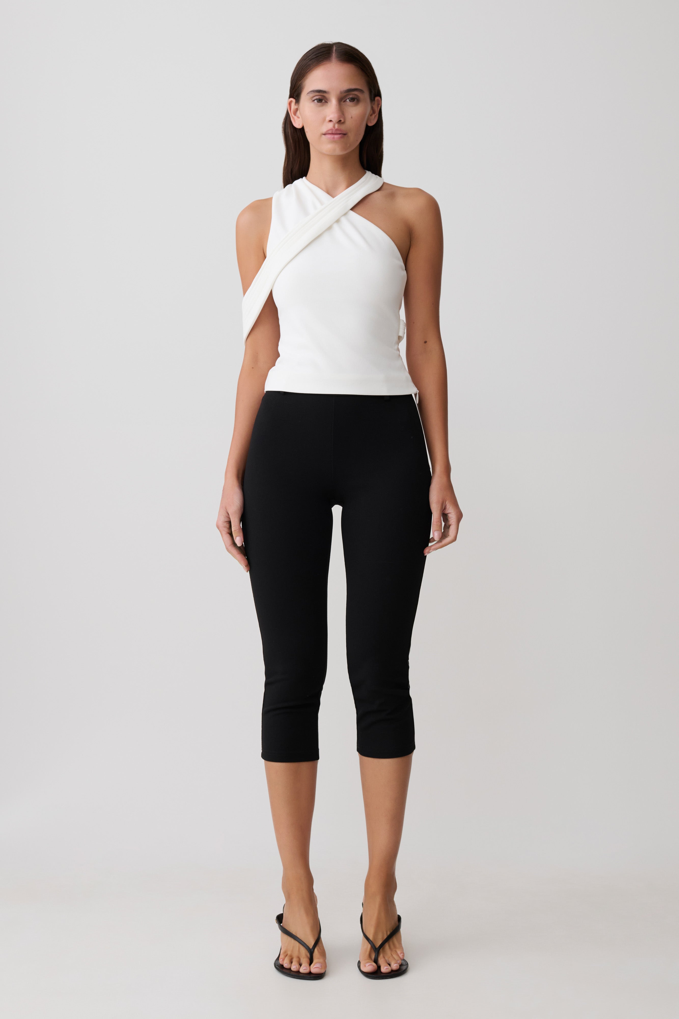 Sable Crossover Crepe Halter Top - White - Image 7
