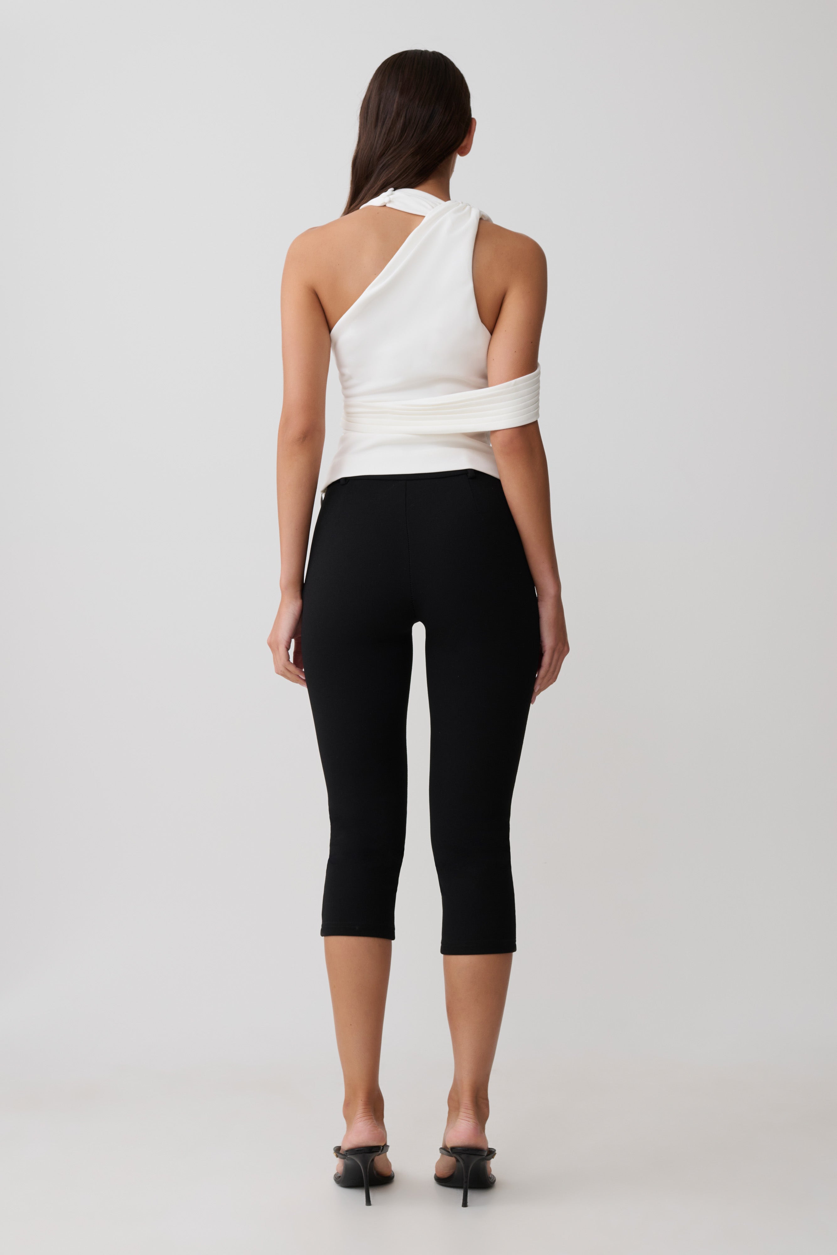 Sable Crossover Crepe Halter Top - White - Image 5