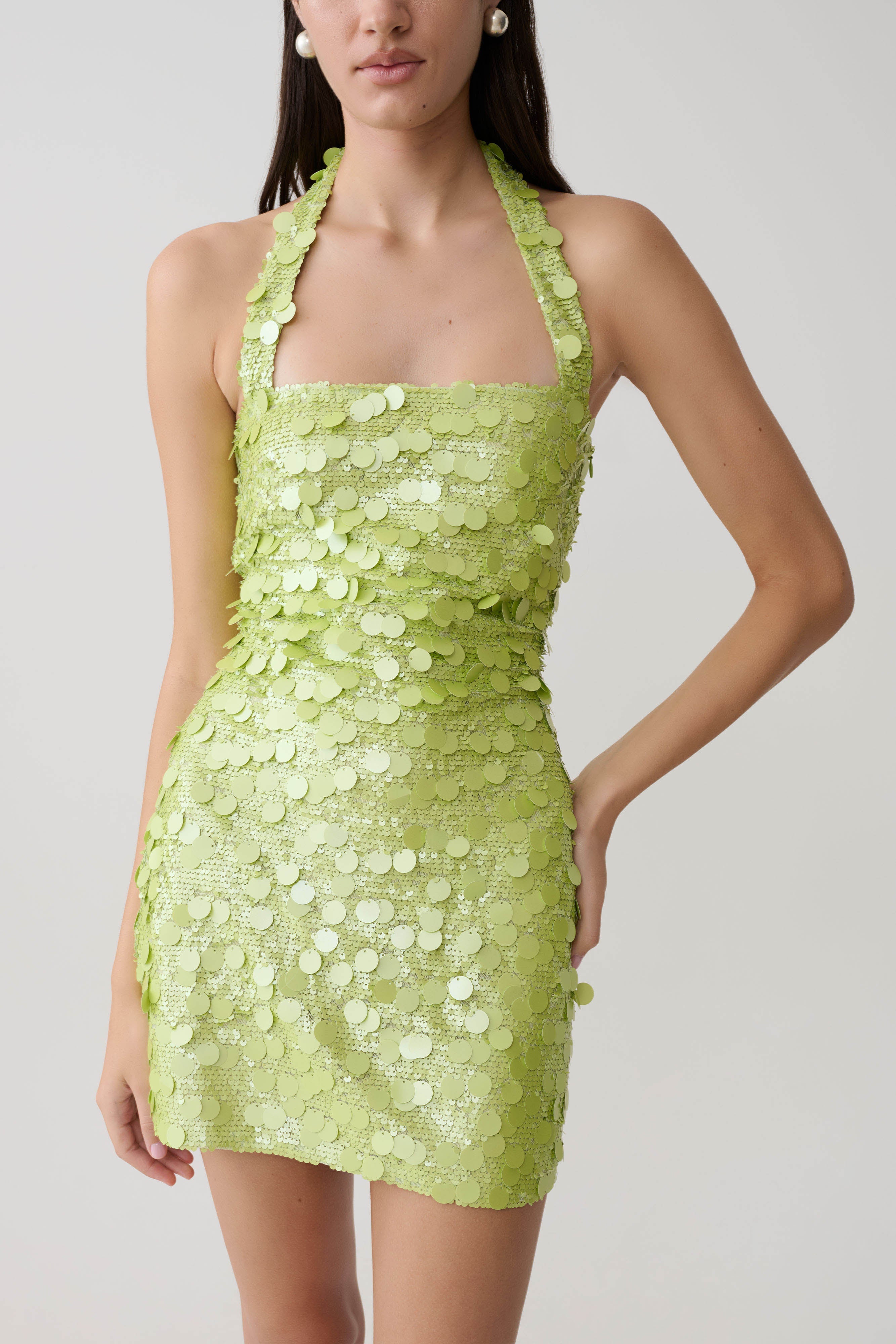 Caralee Sequin Halter Mini Dress - Green - Image 9