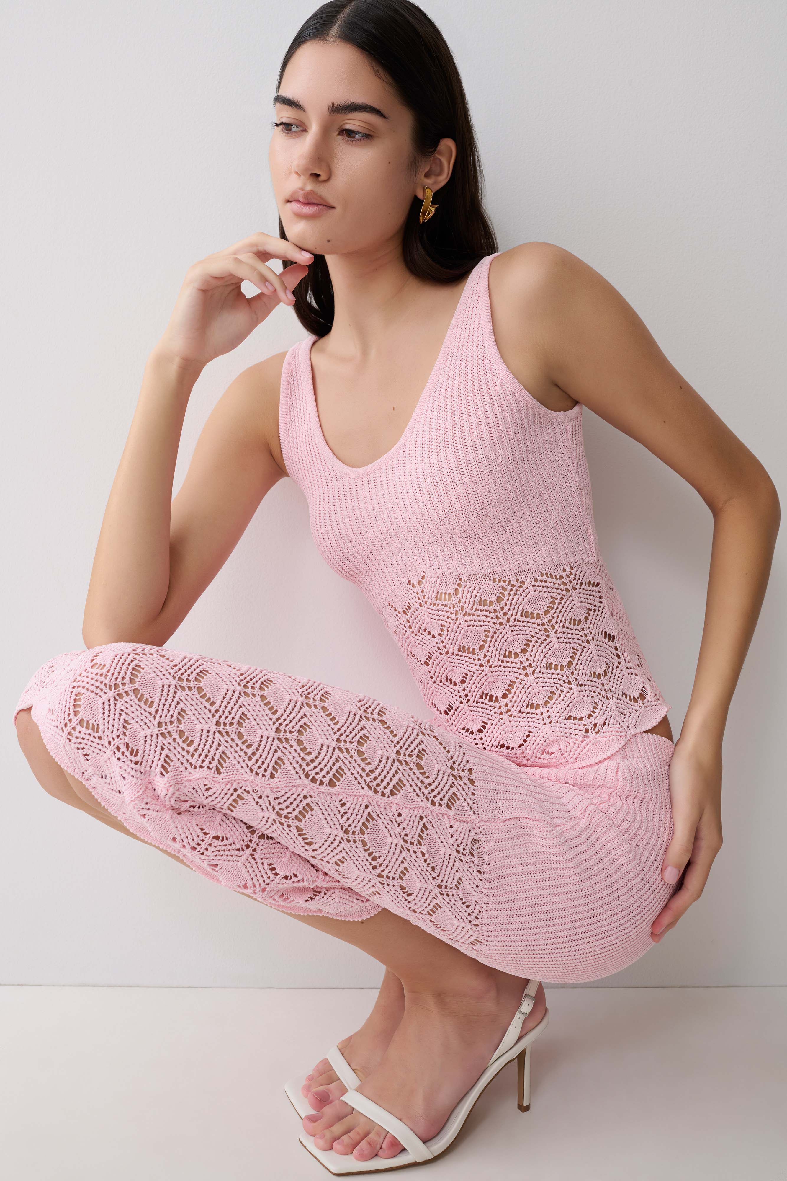 Atlantis Crochet Knit Top - Baby Pink - Image 3