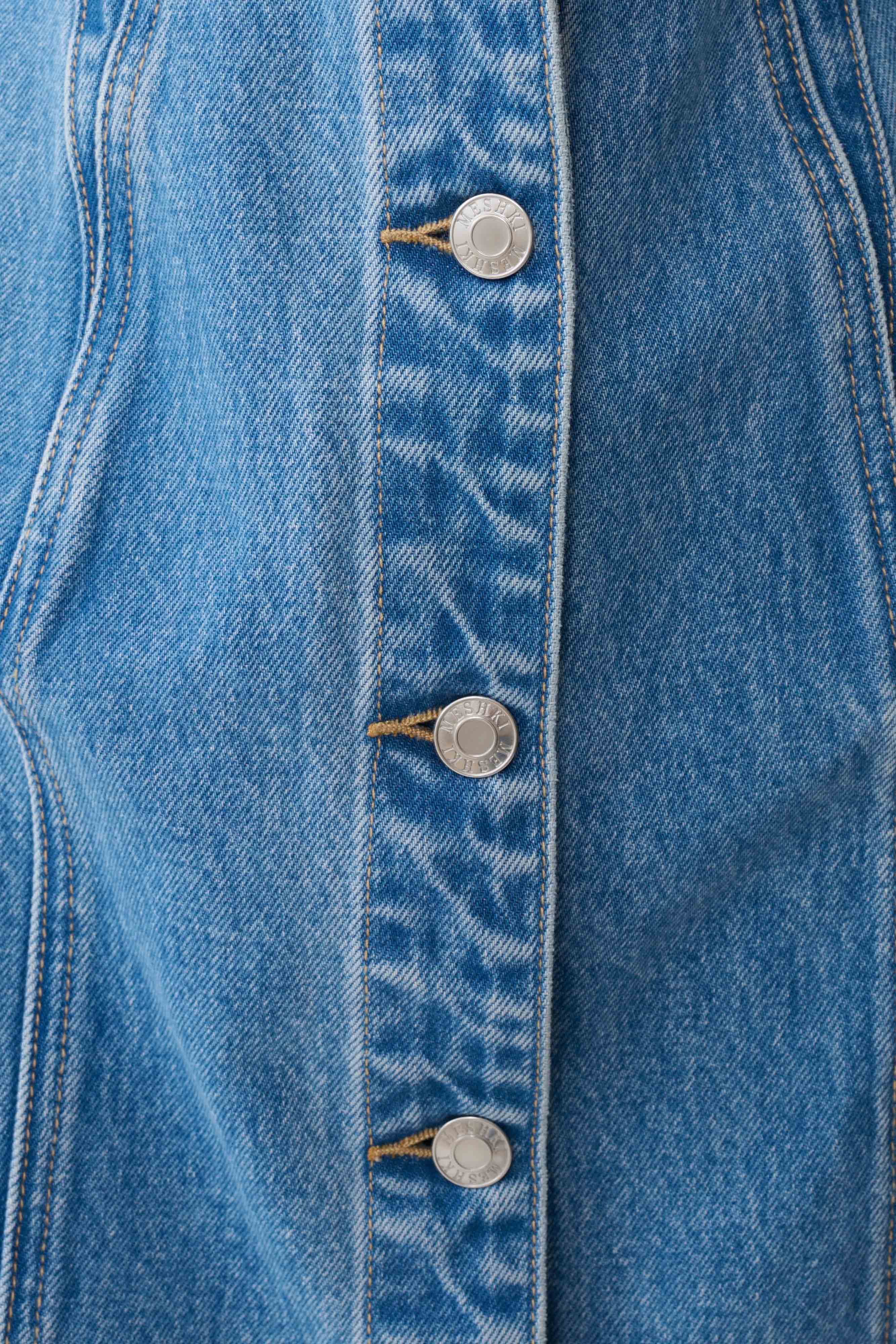 Penn Button Front Denim Mini Dress - Summer Blue - Image 7