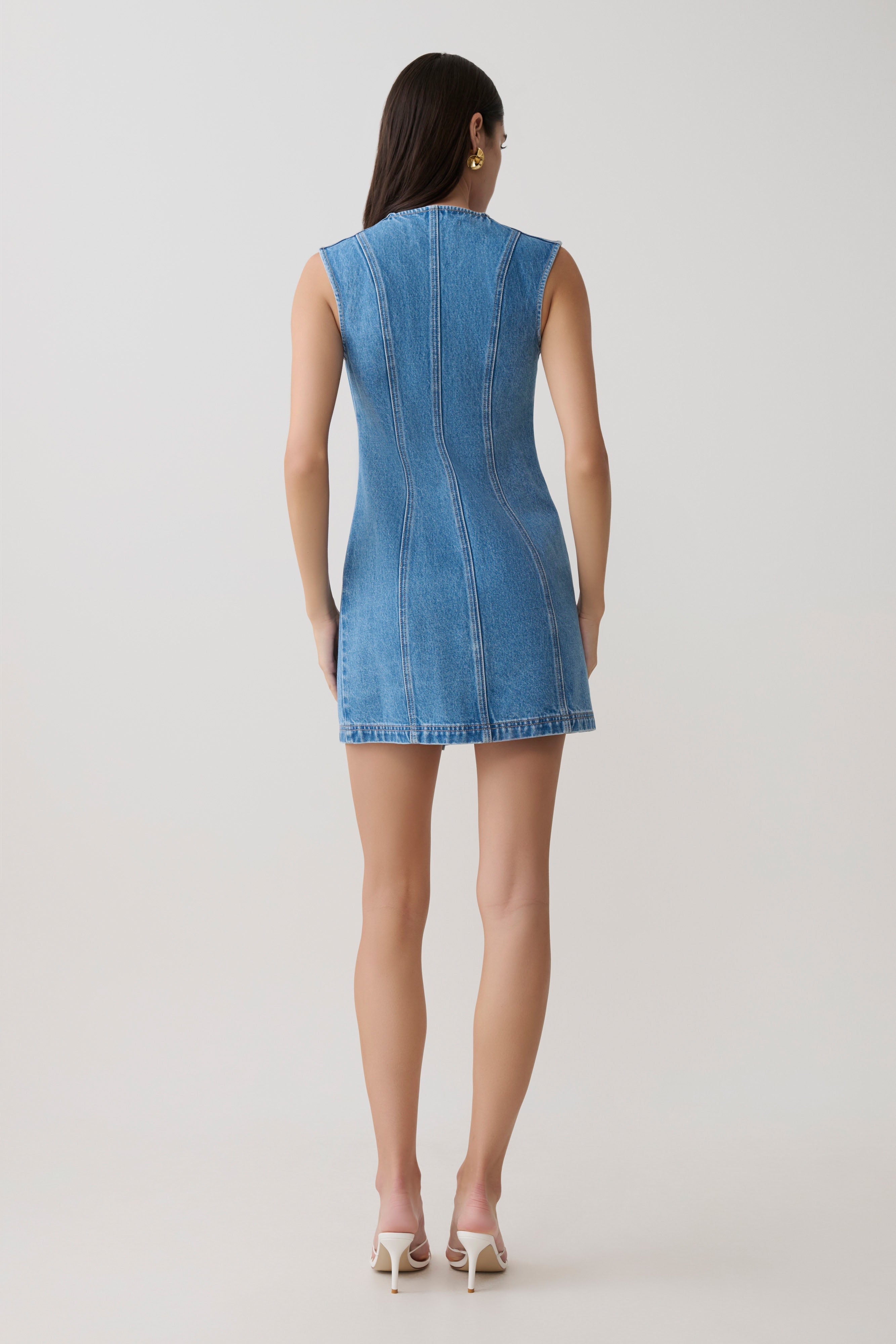 Alternative view of Penn Button Front Denim Mini Dress - Summer Blue