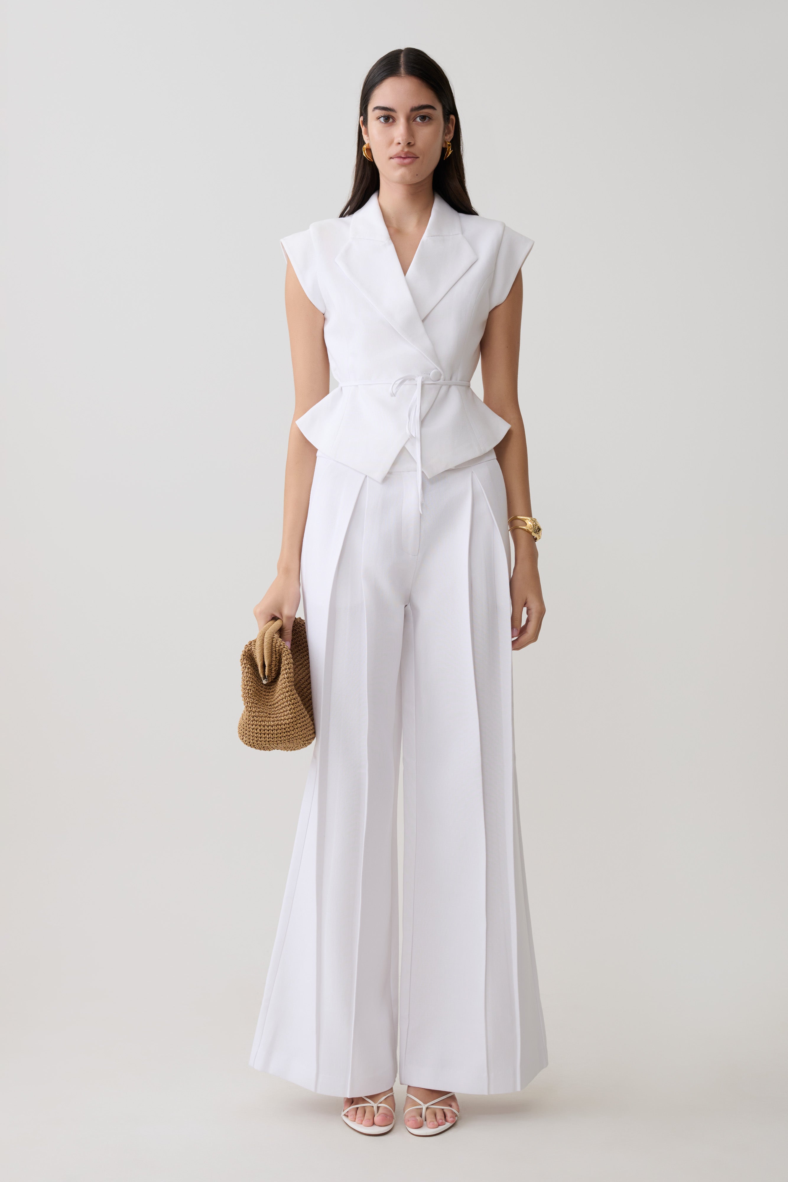 Andina Shortsleeve Linen Top - White - Image 7