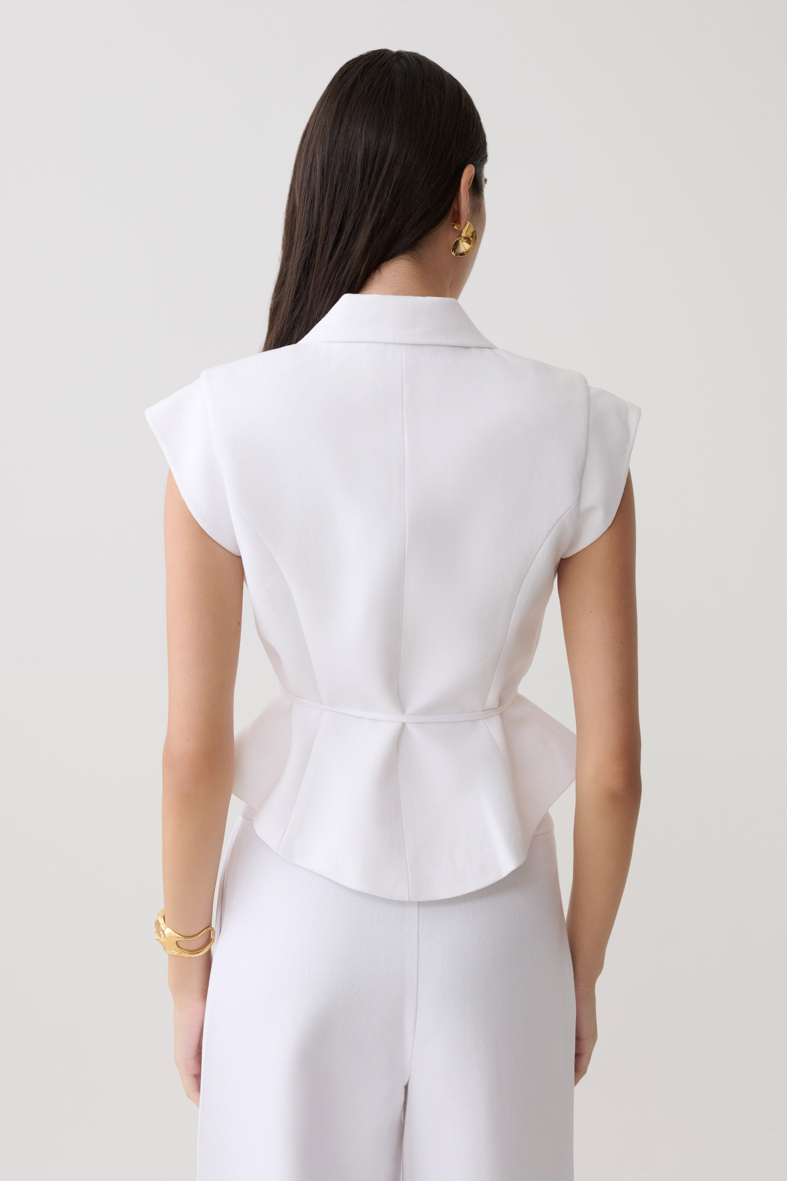 Alternative view of Andina Shortsleeve Linen Top - White