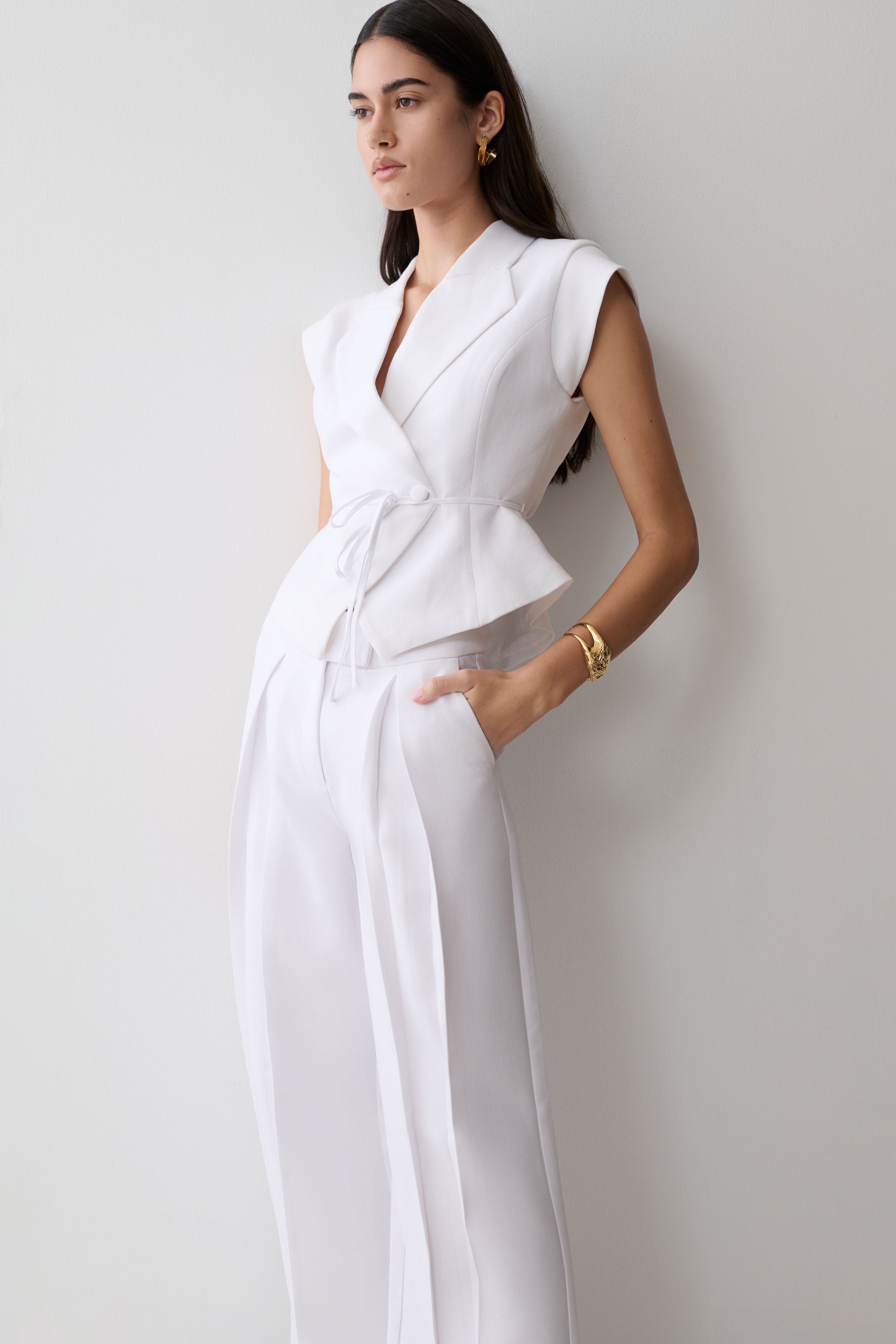 Andina Shortsleeve Linen Top - White - Image 3