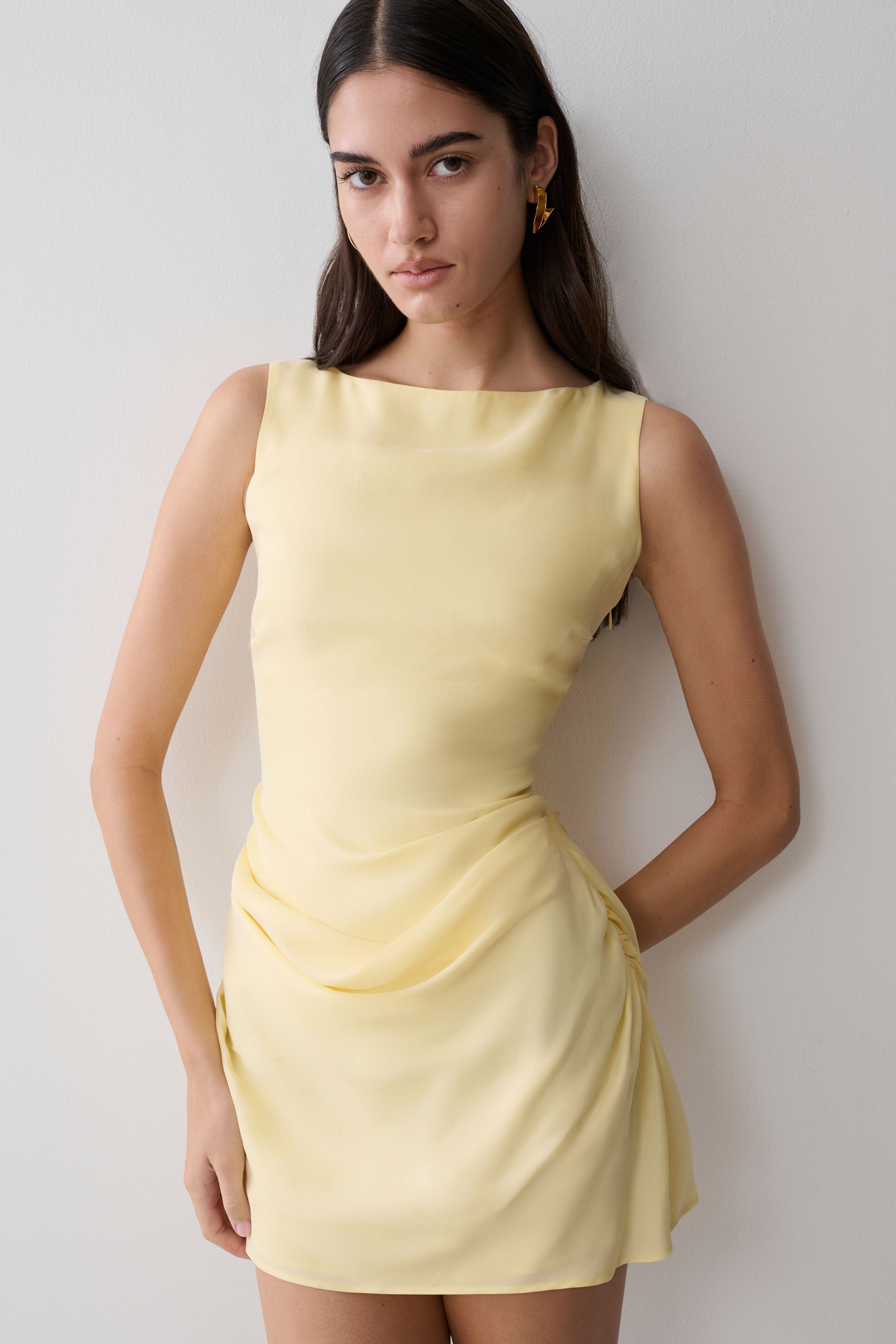 Bexley Draped Mini Dress - Butter - Image 3