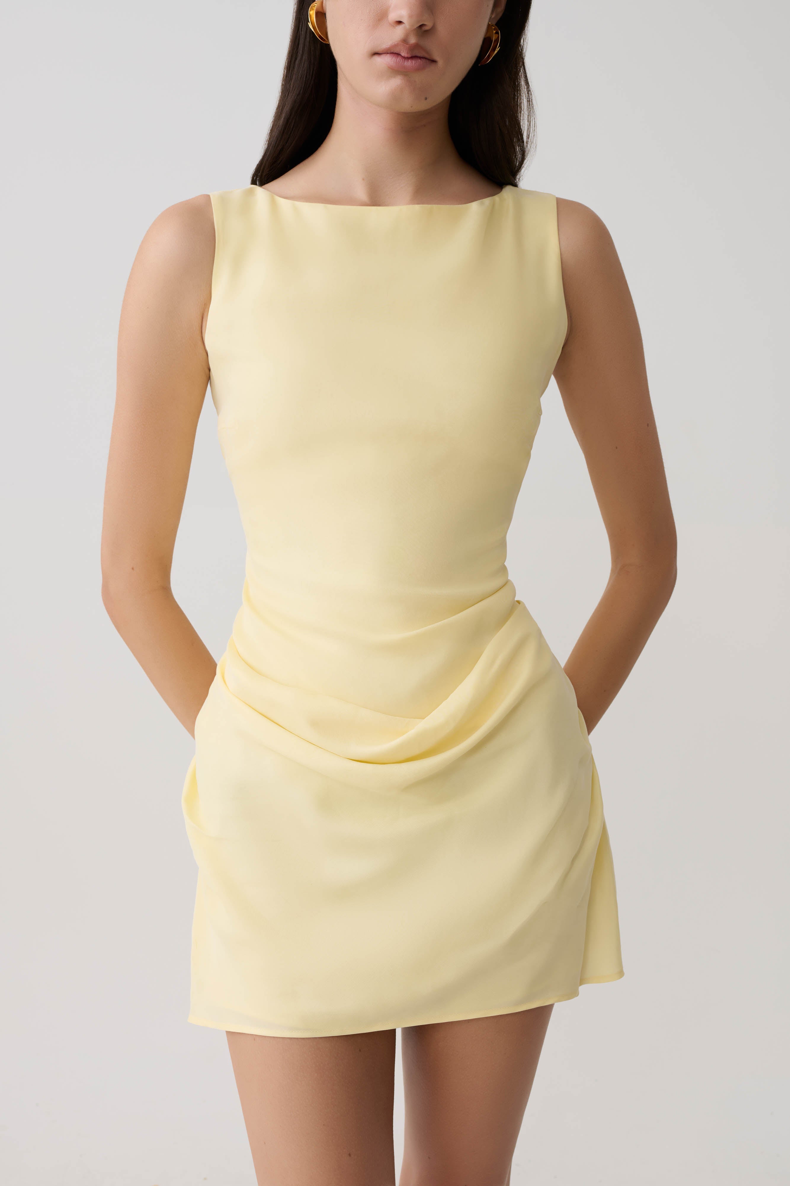 Bexley Draped Mini Dress - Butter - Image 6