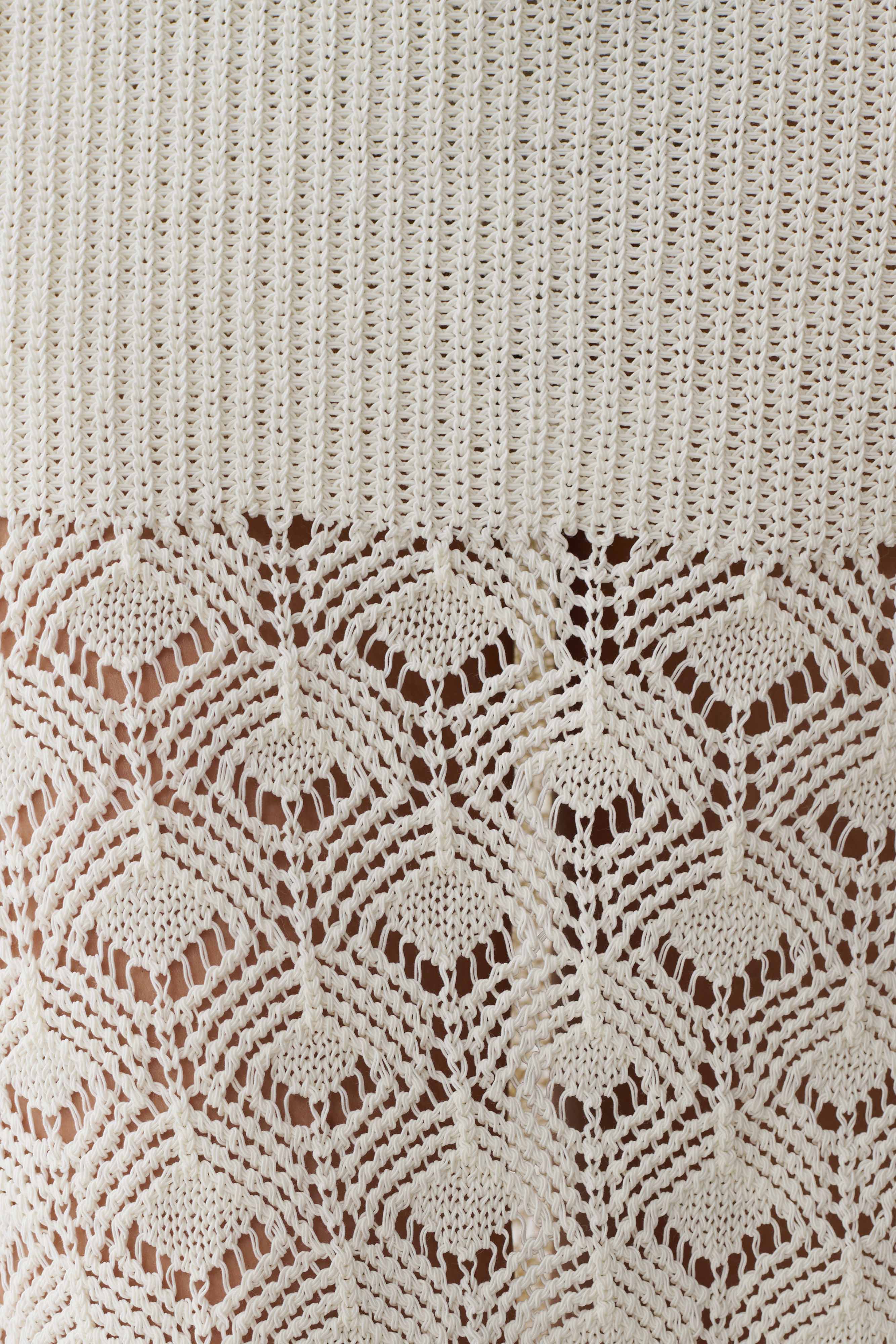 Atlantis Crochet Knit Midi Skirt - White - Image 5