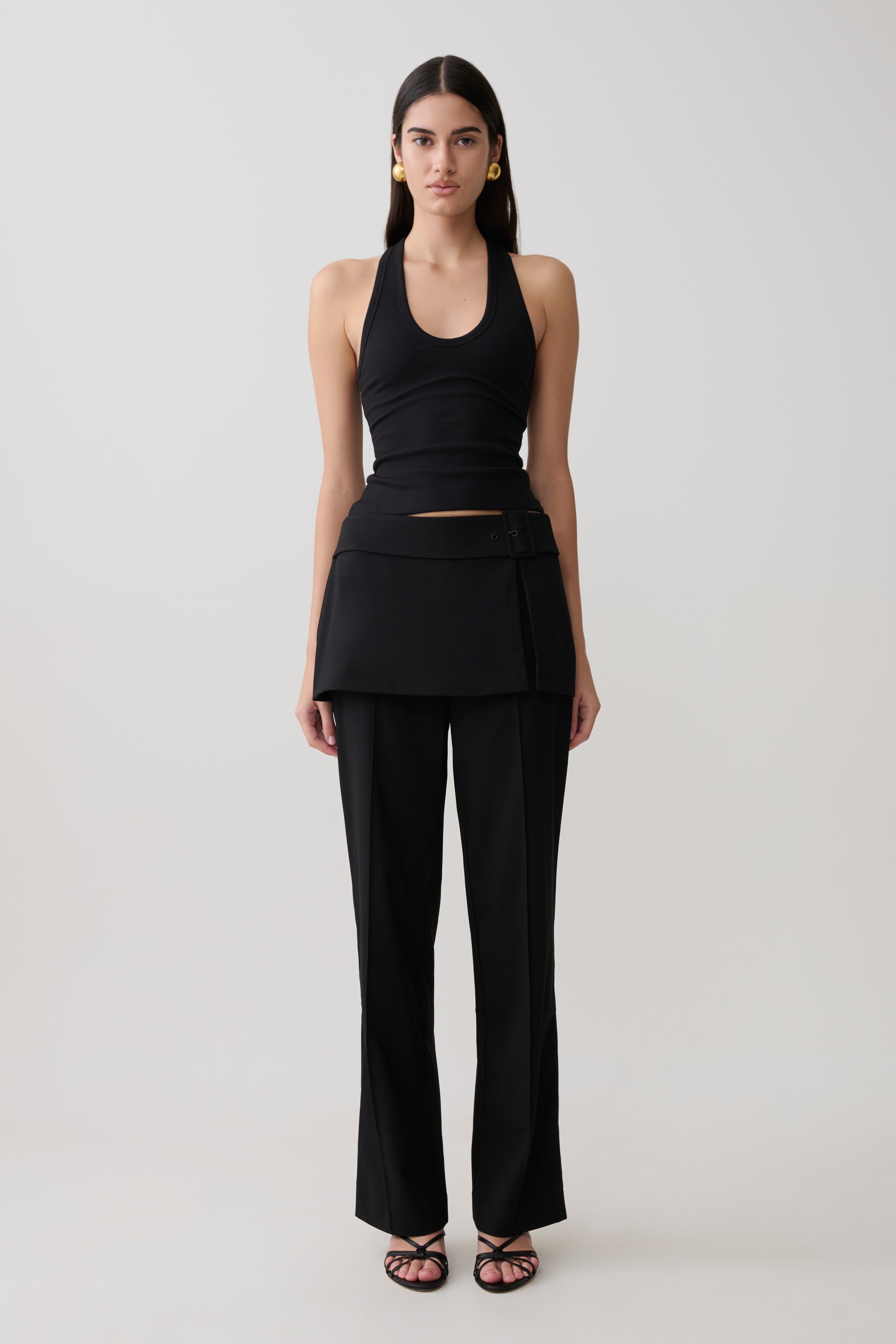 Actress Ribbed Tank - Black - Image 4