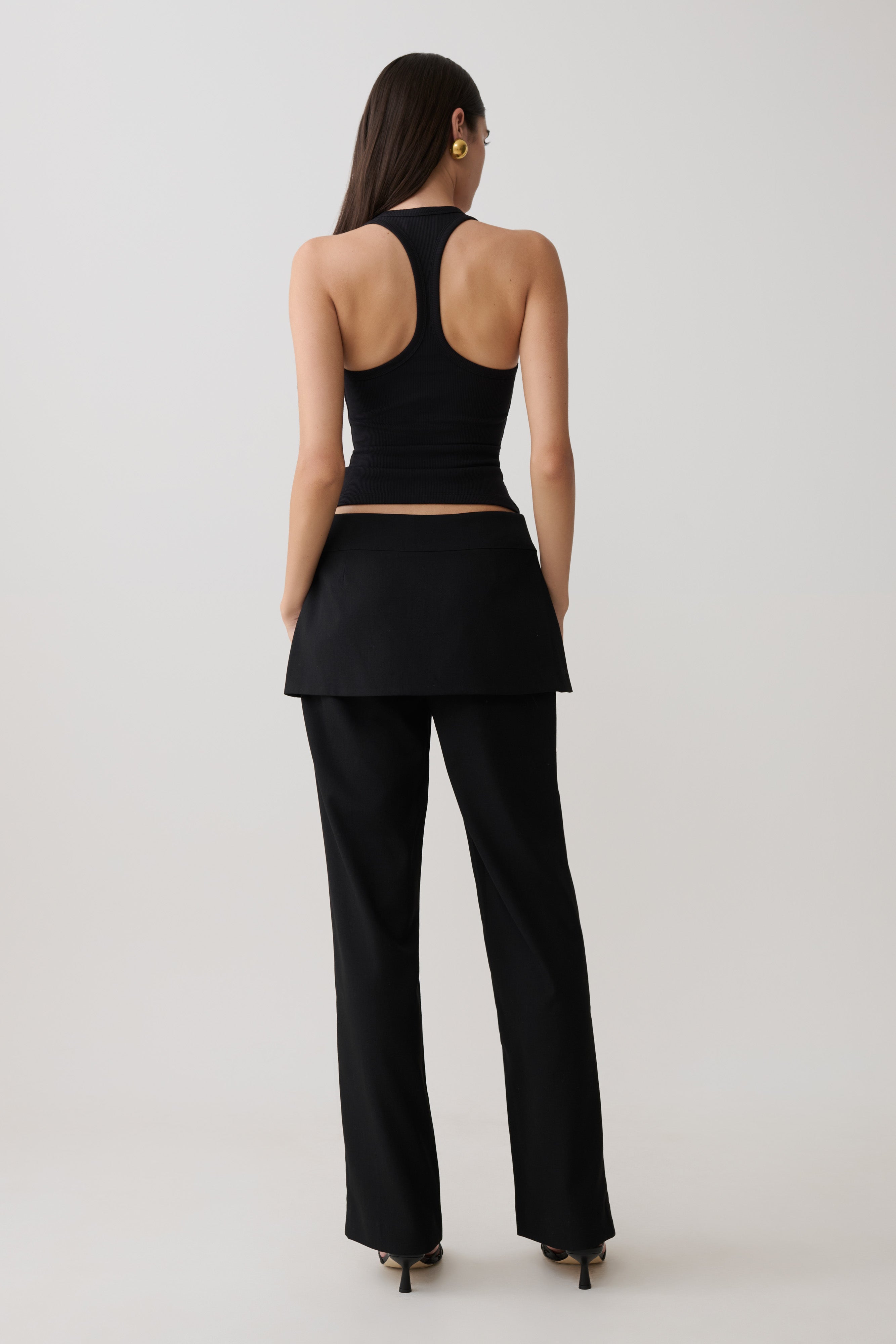 Actress Ribbed Tank - Black - Image 7