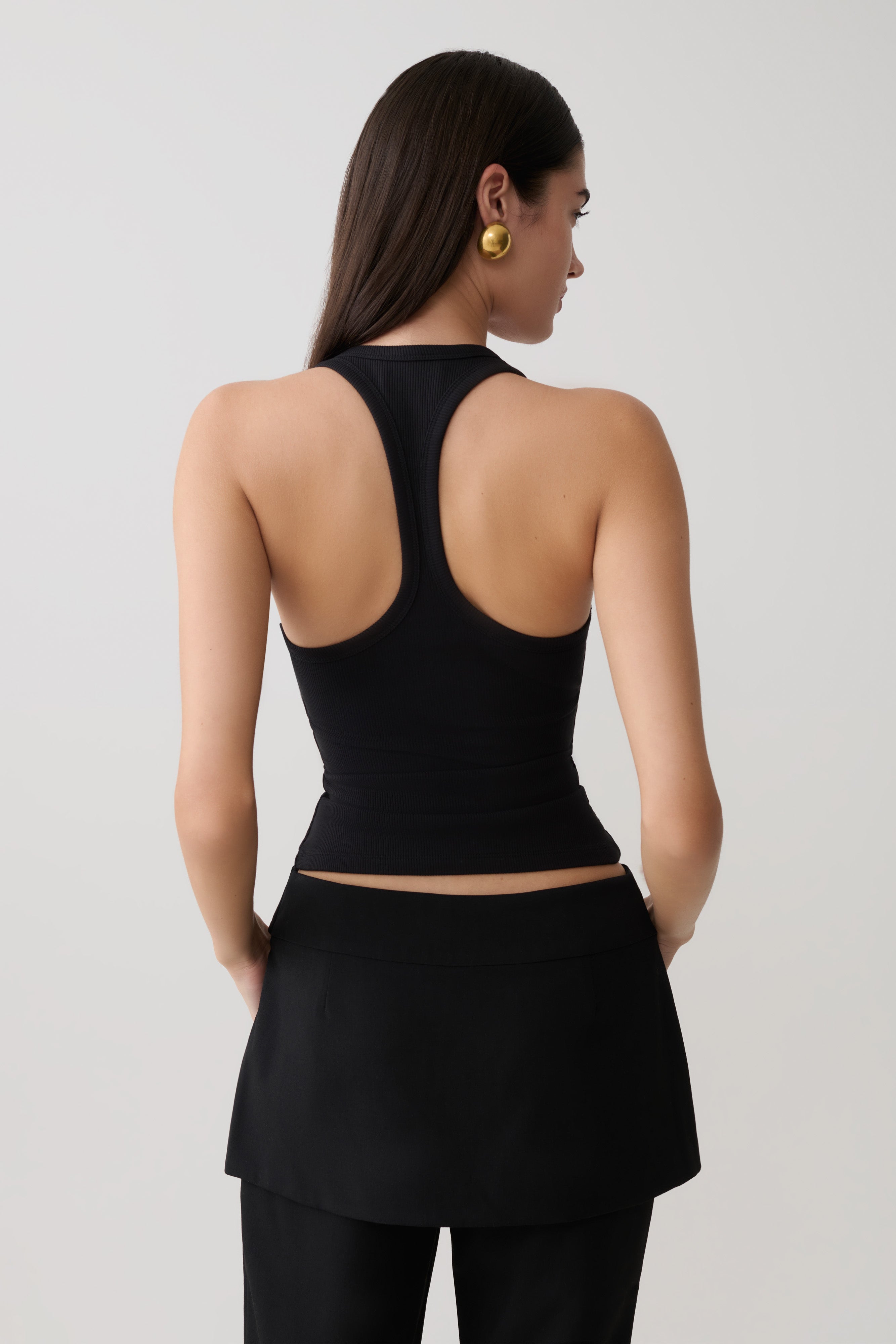 Alternative view of Actress Ribbed Tank - Black