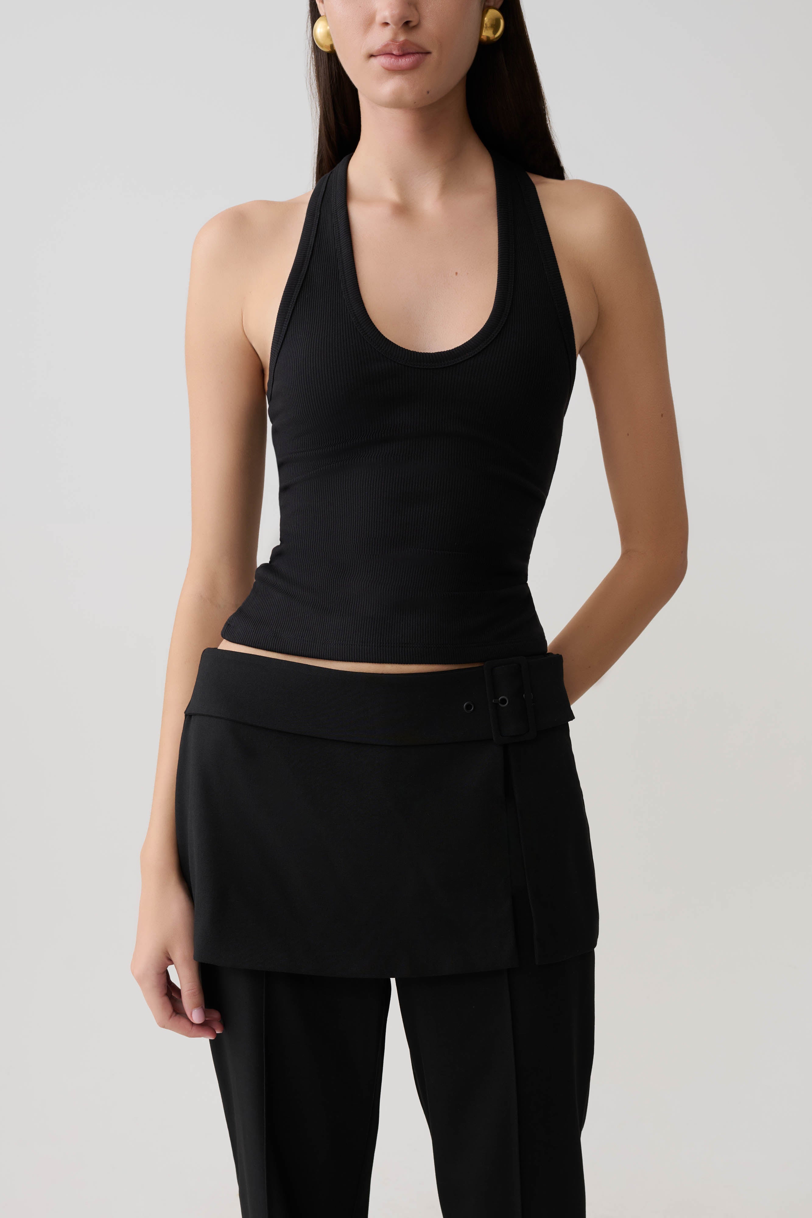 Actress Ribbed Tank - Black - Image 3