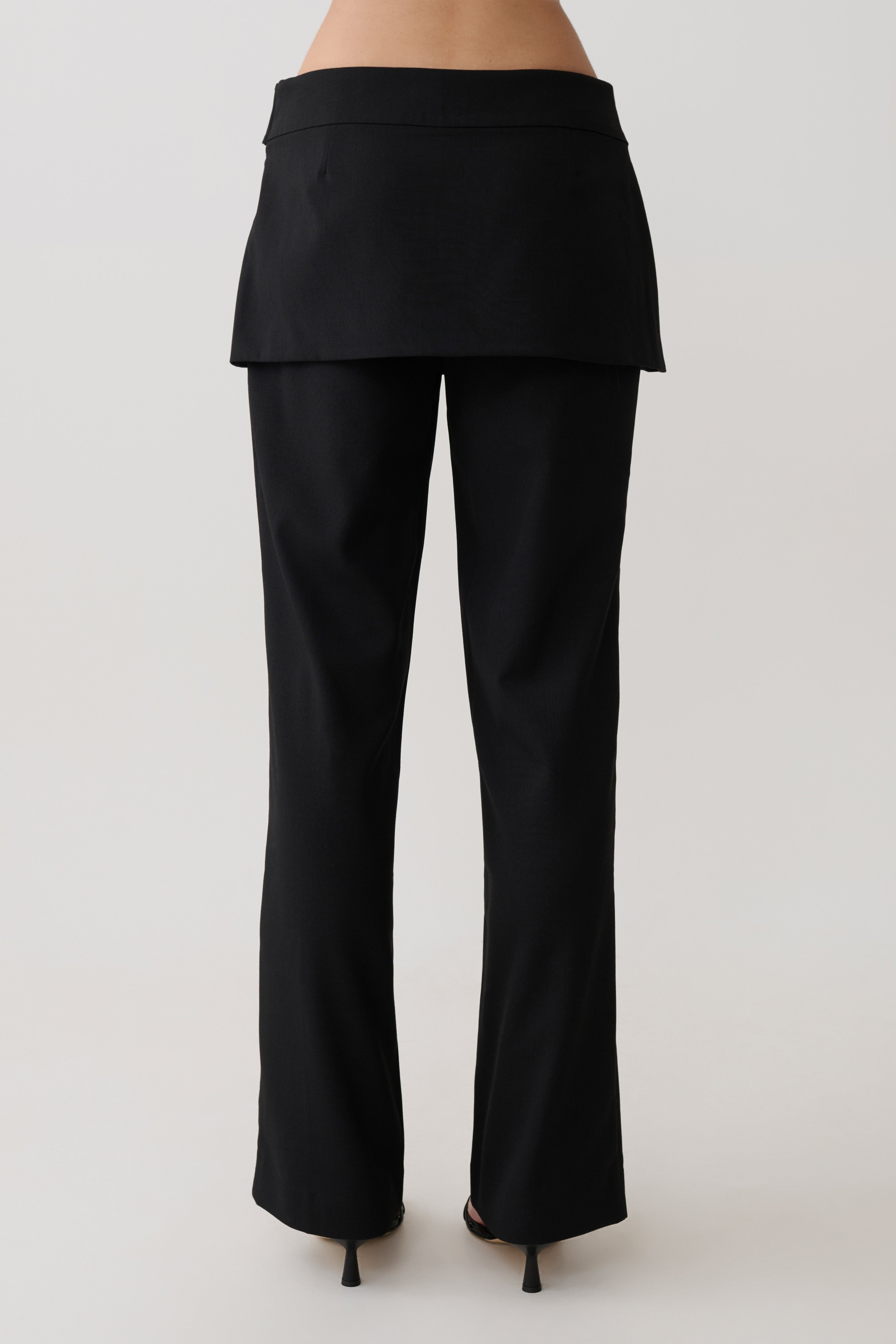 Daisy Wrap Skirt Straight Leg Pants - Black - Image 7