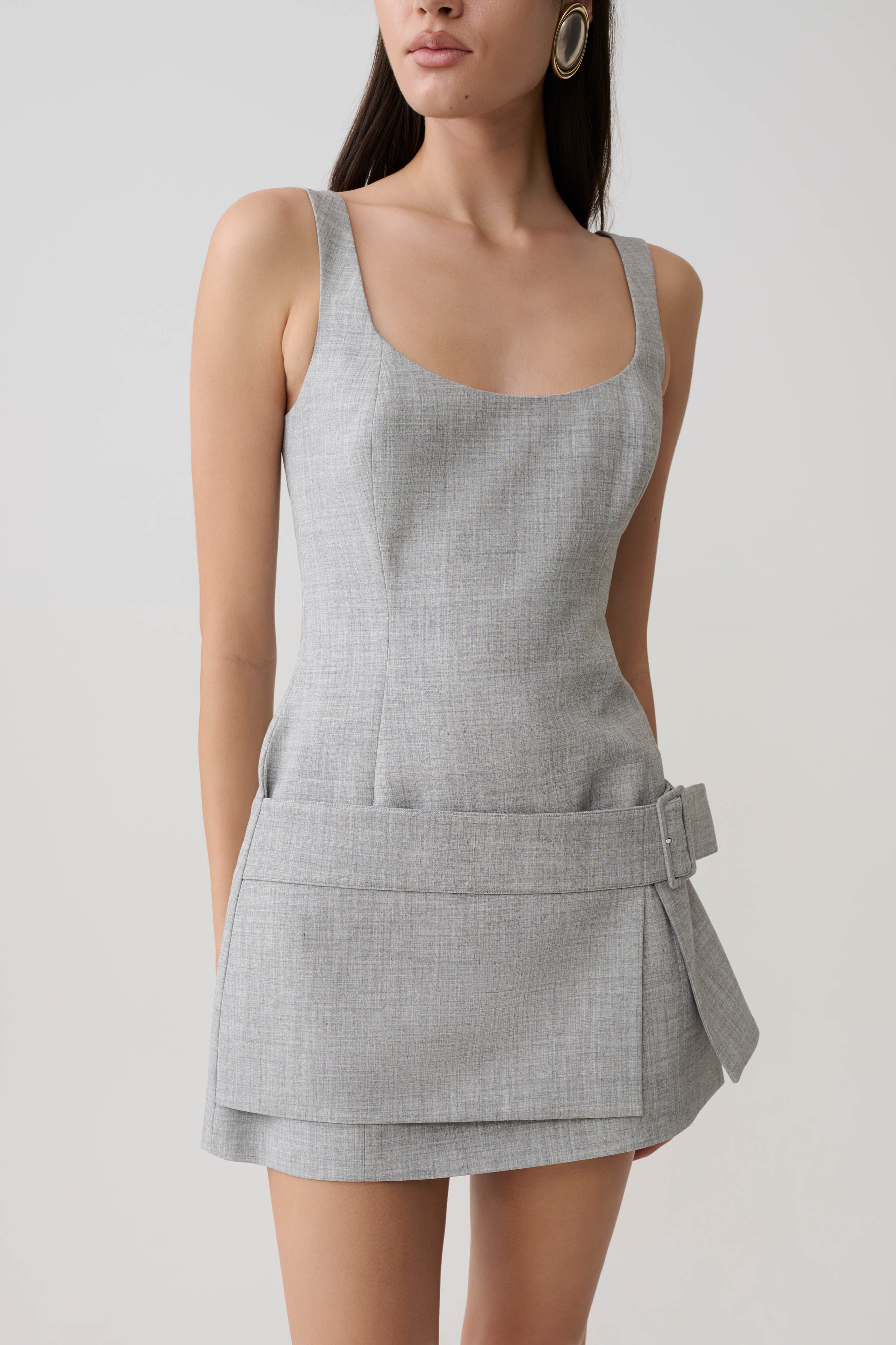 Bailey Wrap Skirt Mini Dress - Charcoal Marle - Image 3