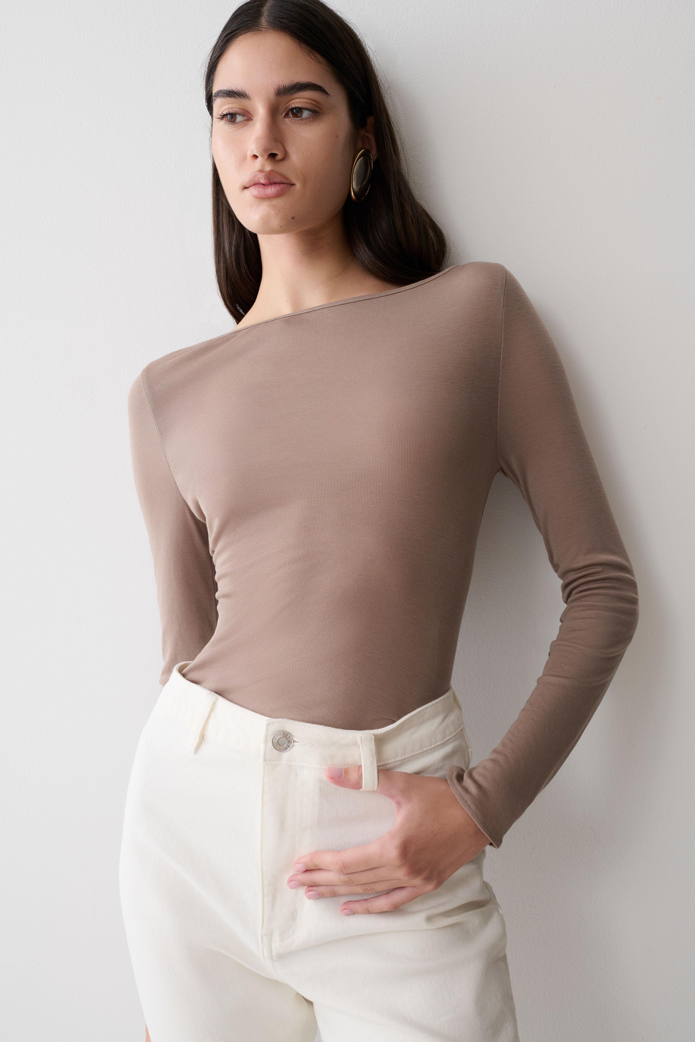Coraline Long Sleeve Sheer Top - Neutral - Image 7