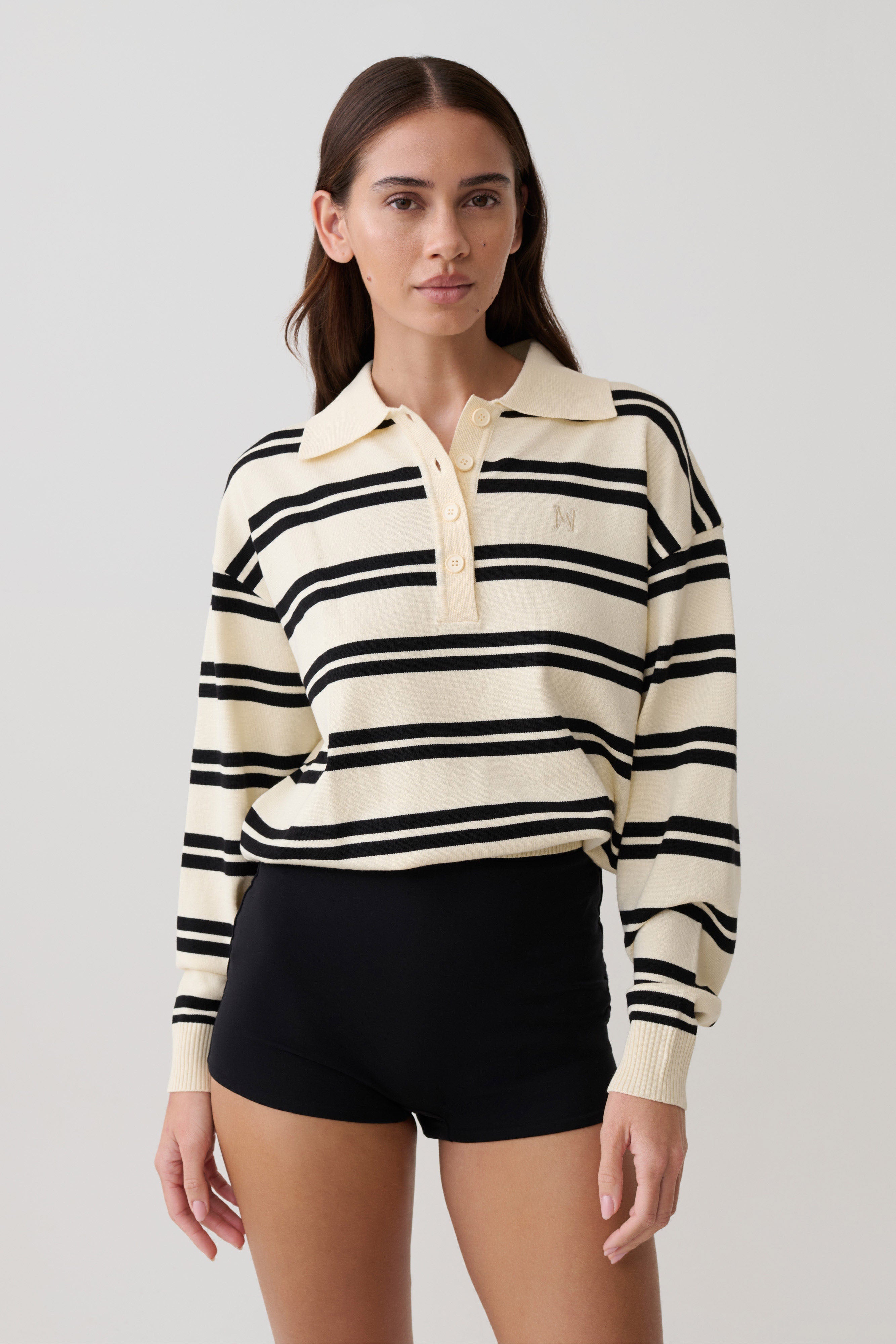 Philly Stripe Long Sleeve Knit Jumper - Ivory/Black - Image 3