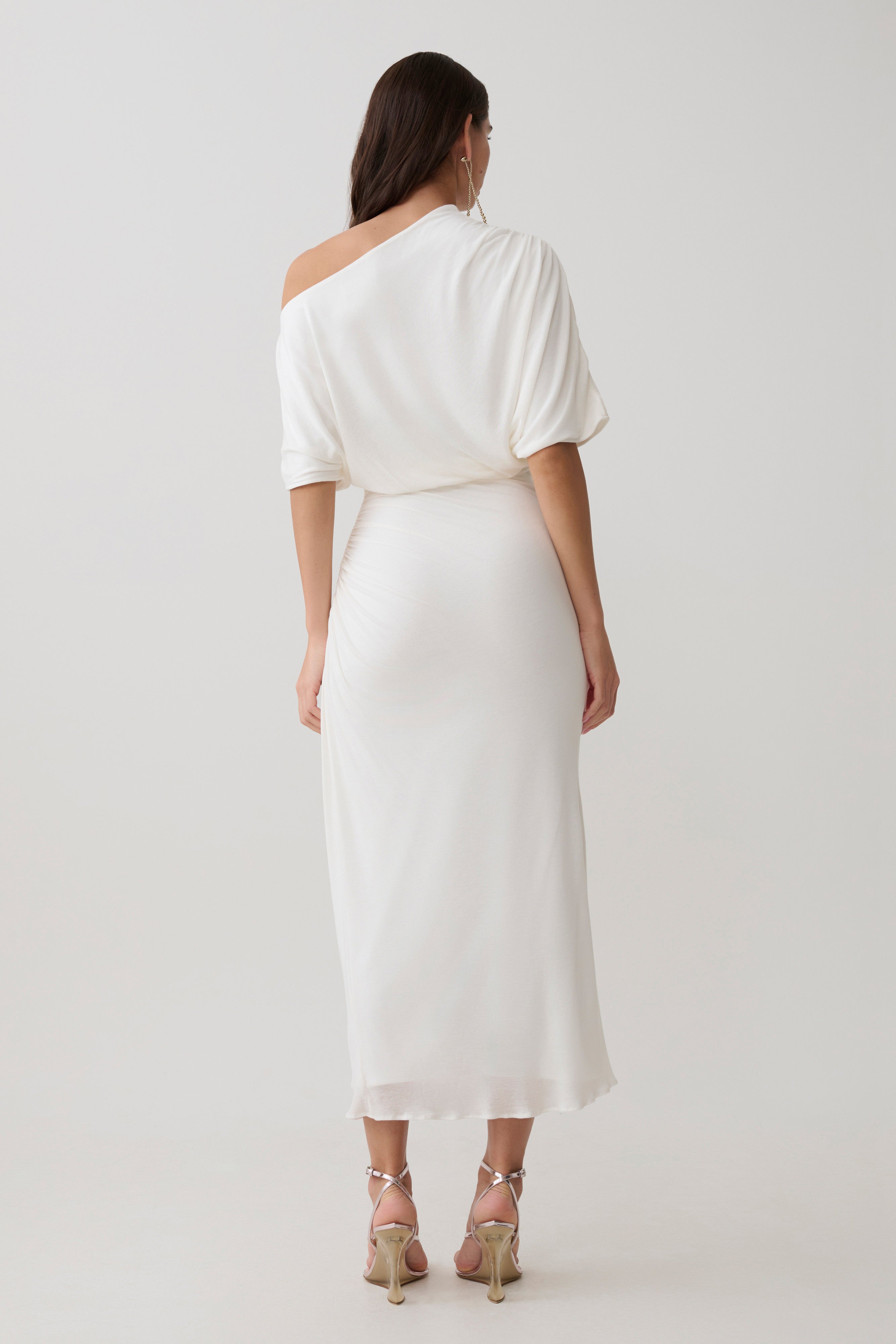 Alternative view of Alva Wool Lyocell Draped Midi Dress - White