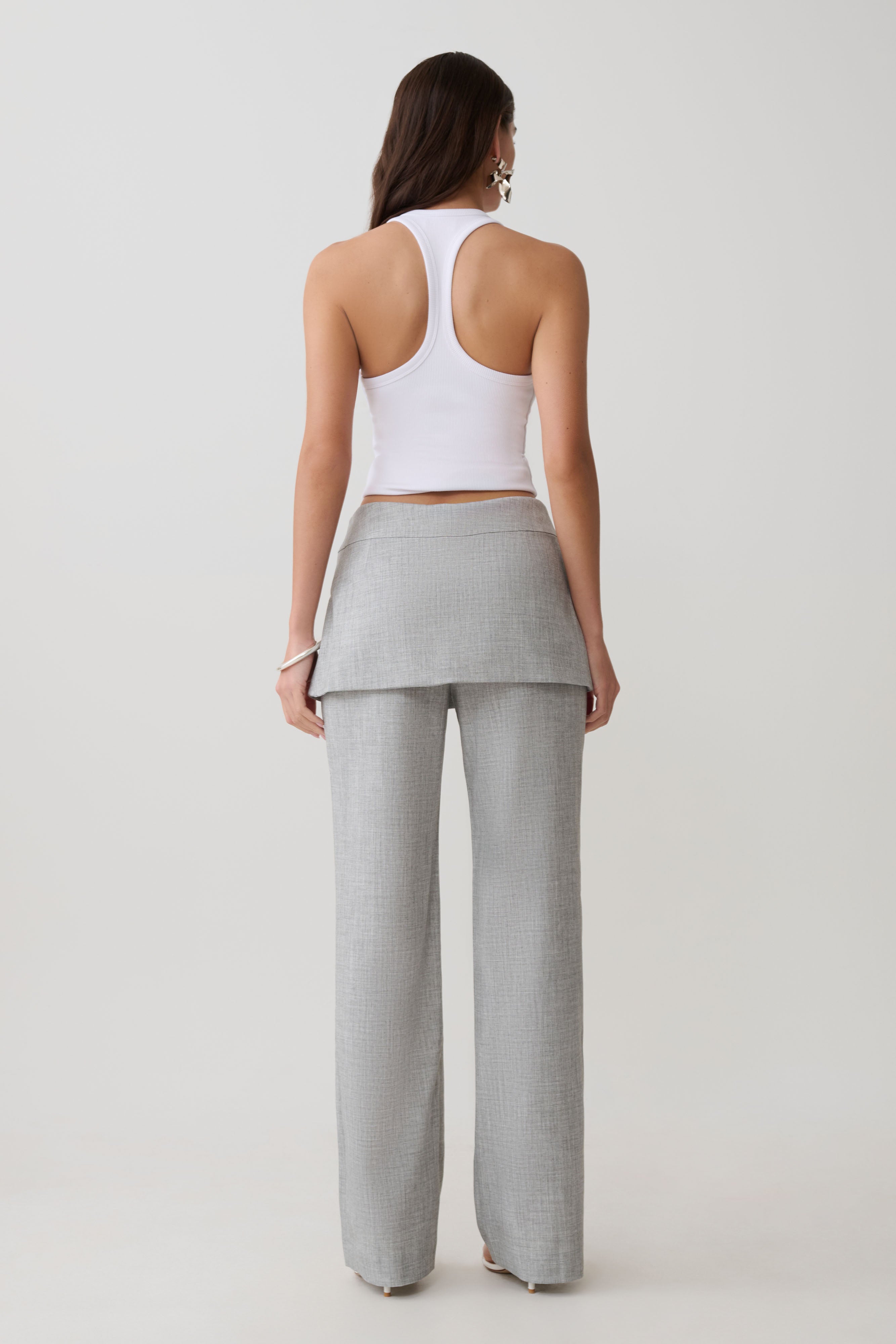 Alternative view of Daisy Wrap Skirt Straight Leg Pants - Charcoal Marle