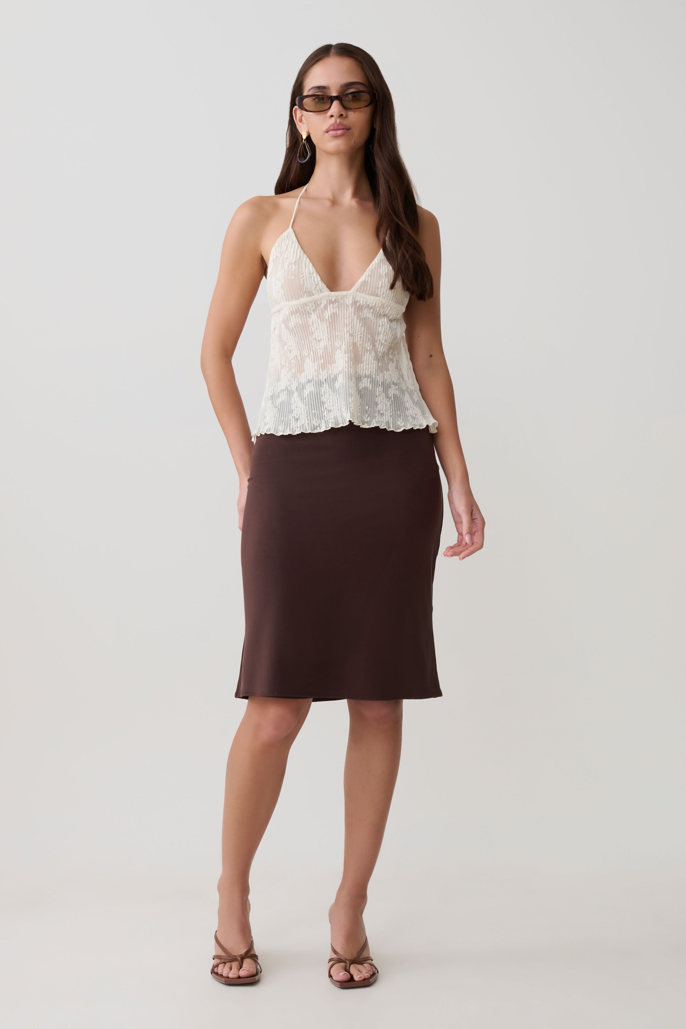 Greer Knee Length Skirt - Espresso - Image 5