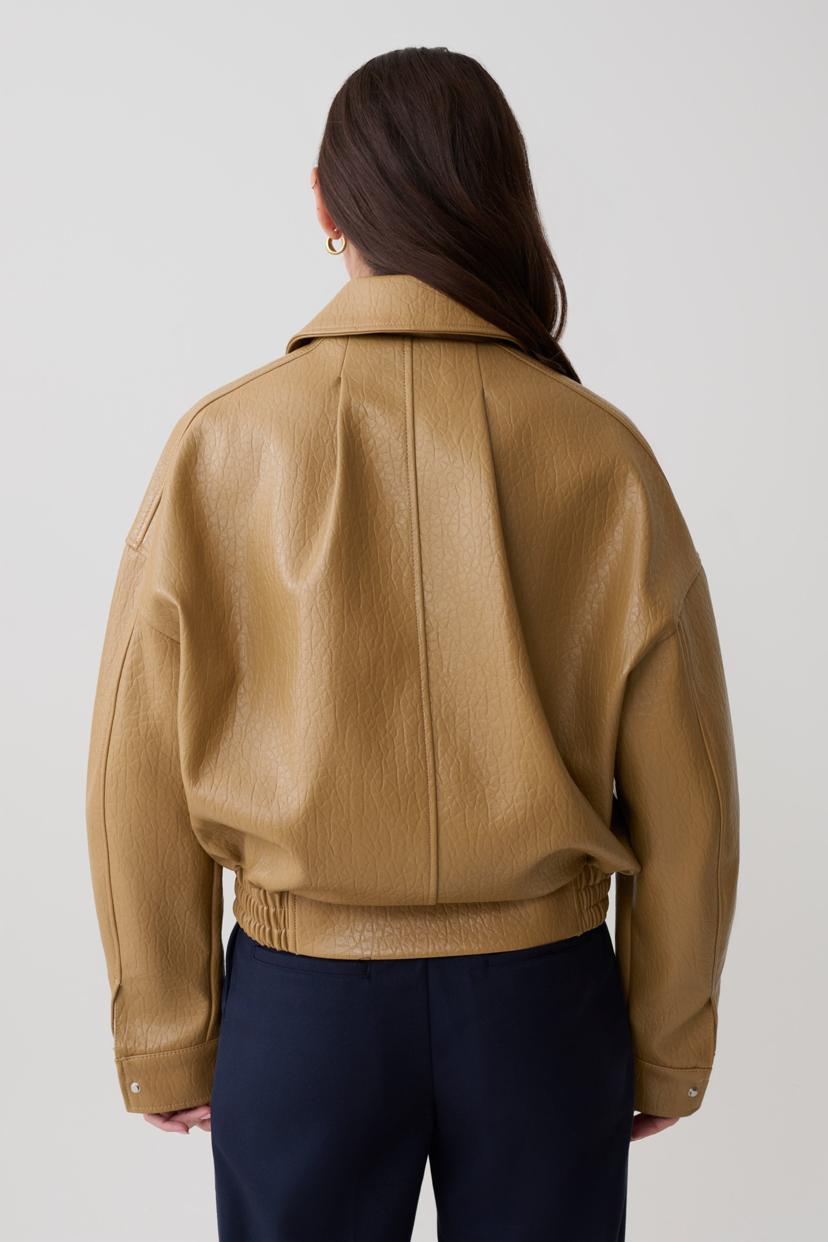 Alternative view of Paige Faux Leather Cropped Jacket - Beige
