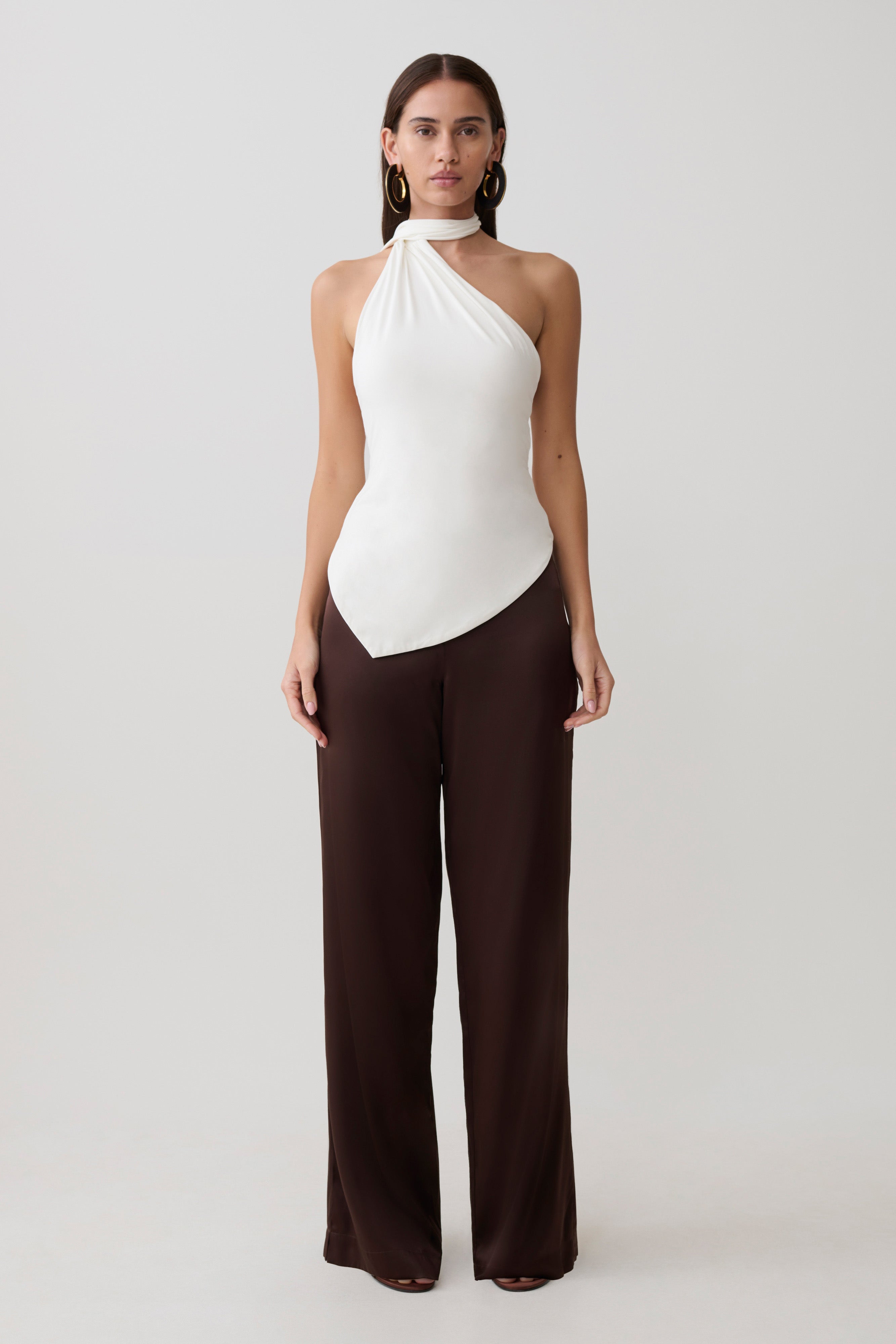 Jemma One Shoulder Tie Top - White - Image 6