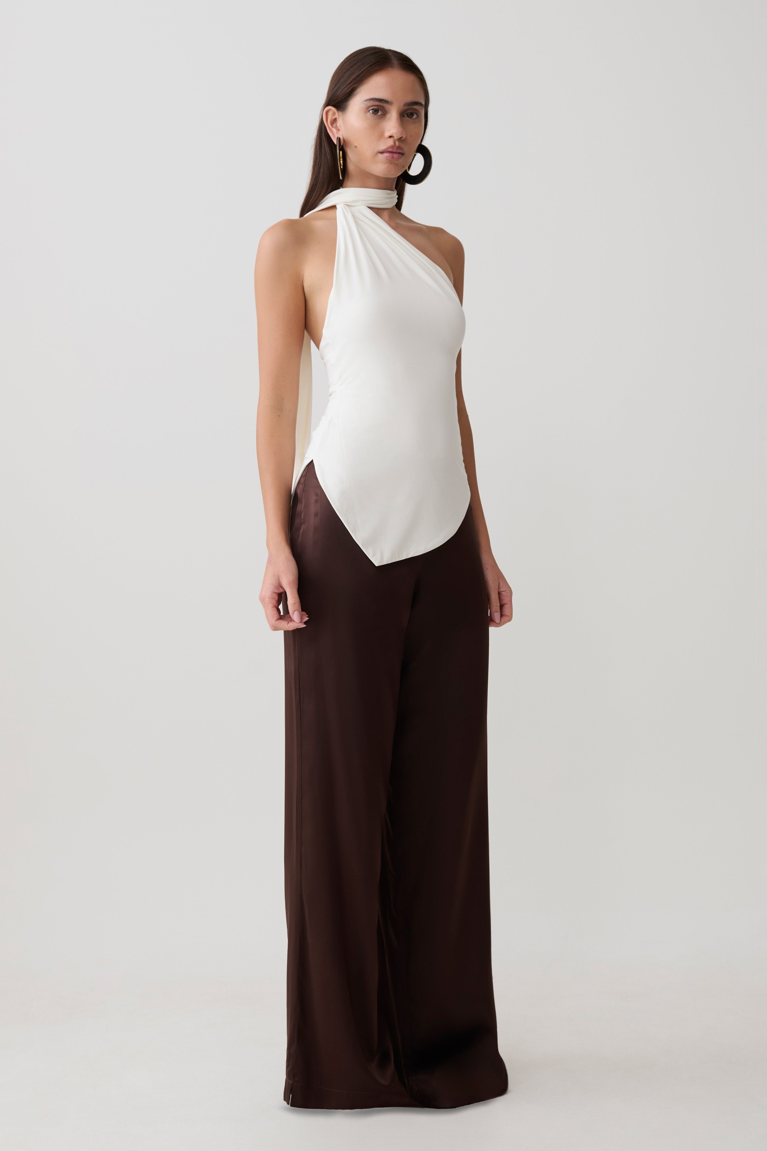 Jemma One Shoulder Tie Top - White - Image 4