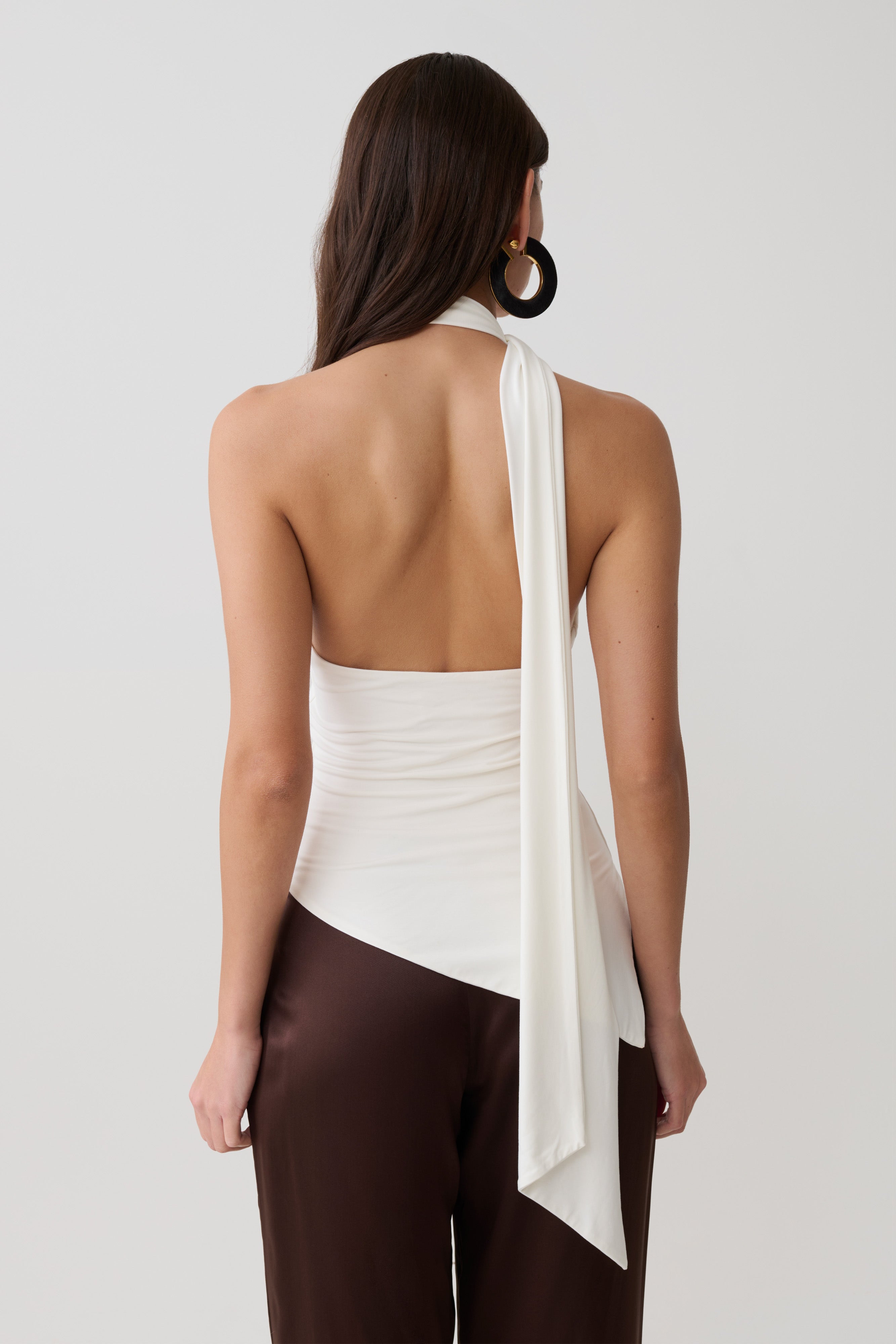 Jemma One Shoulder Tie Top - White - Image 2