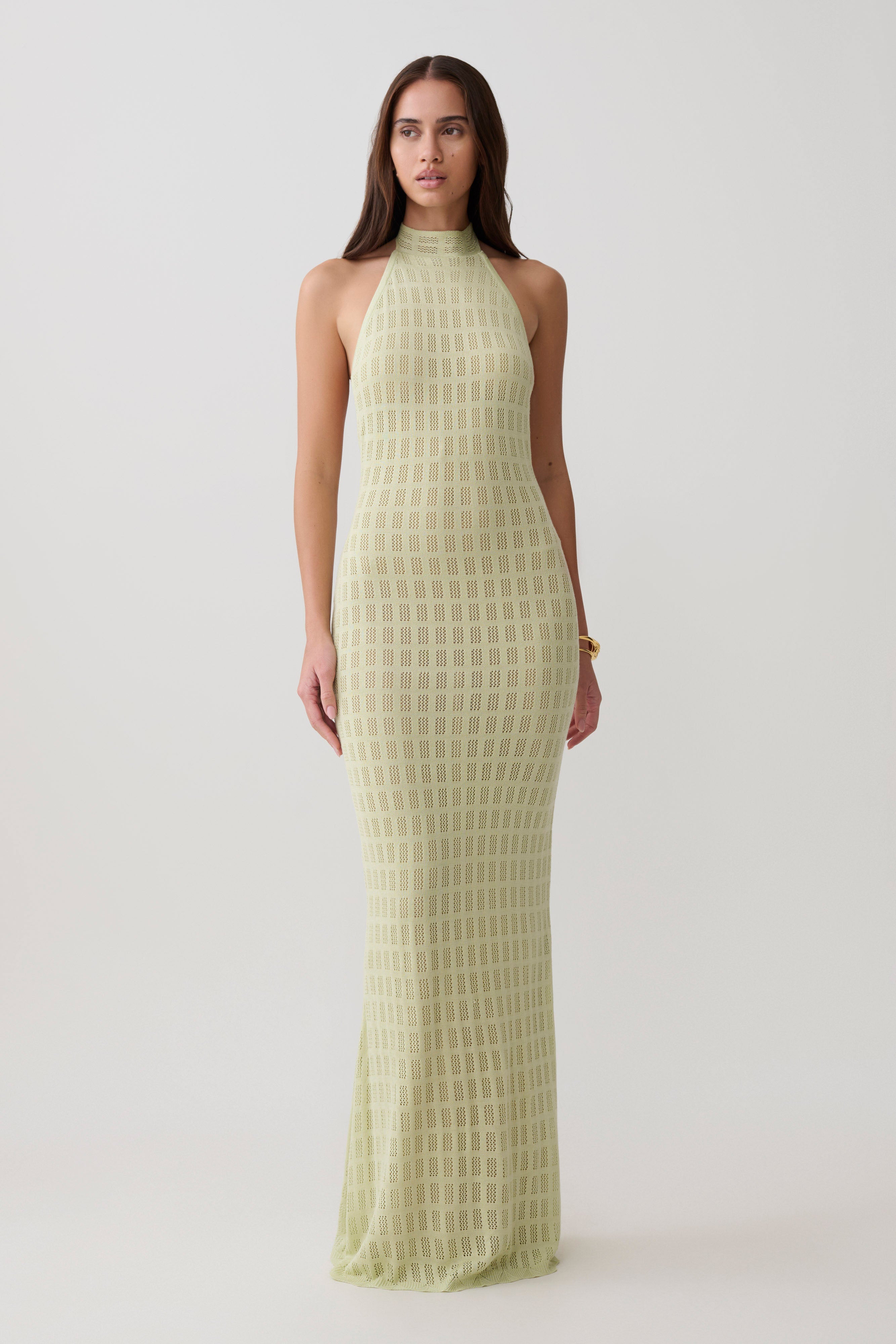Hayley Halter Knit Maxi Dress - Seafoam - Image 5