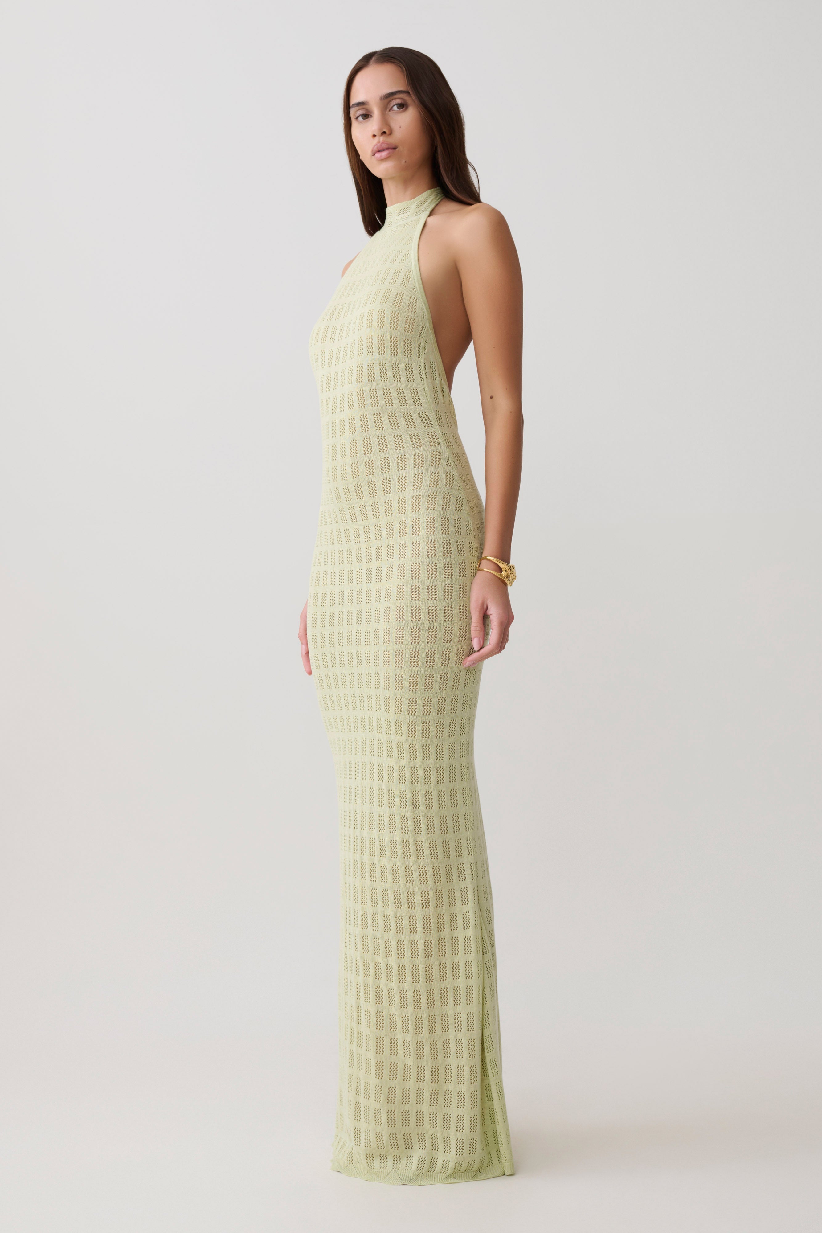 Hayley Halter Knit Maxi Dress - Seafoam - Image 4