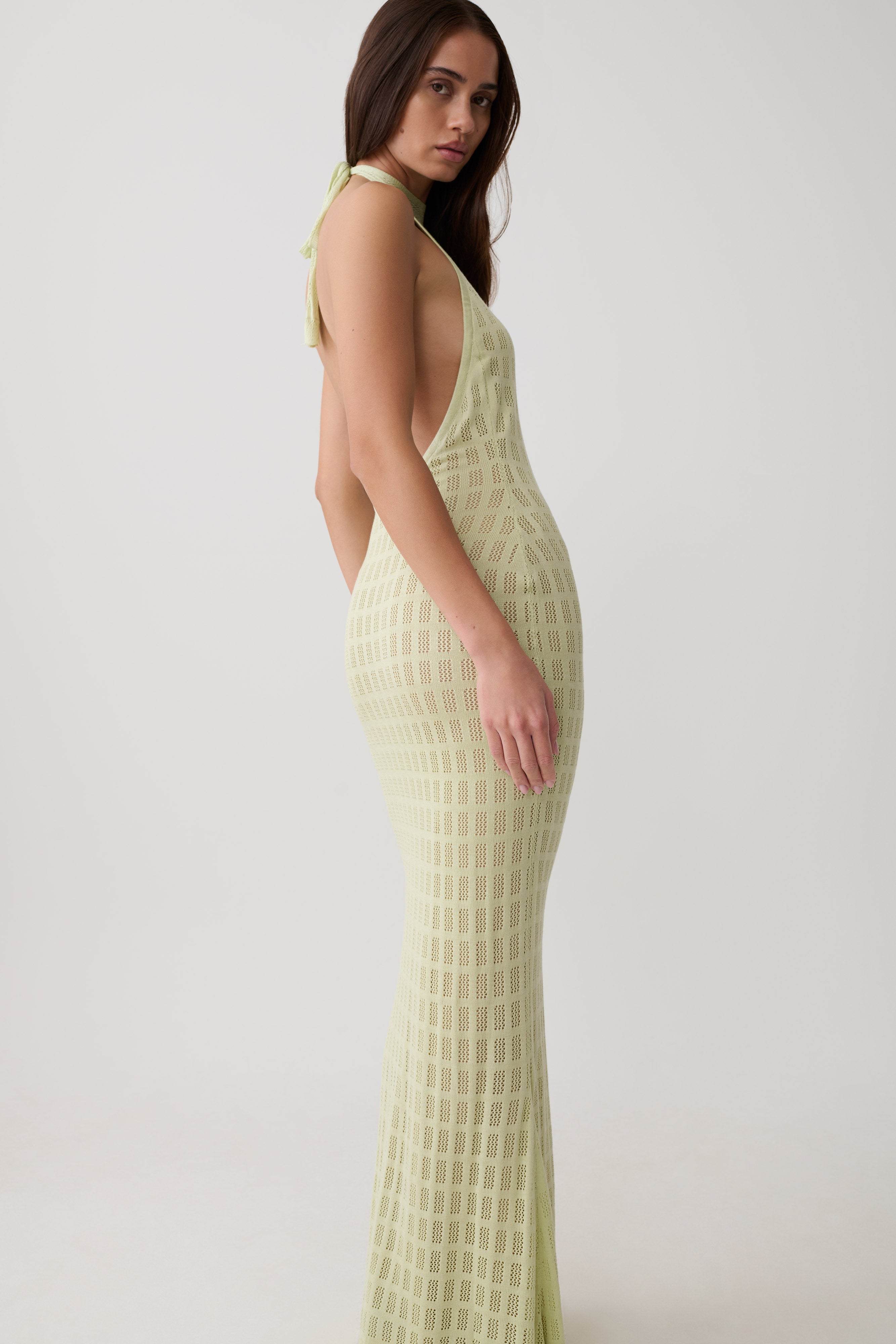 Hayley Halter Knit Maxi Dress - Seafoam - Image 3