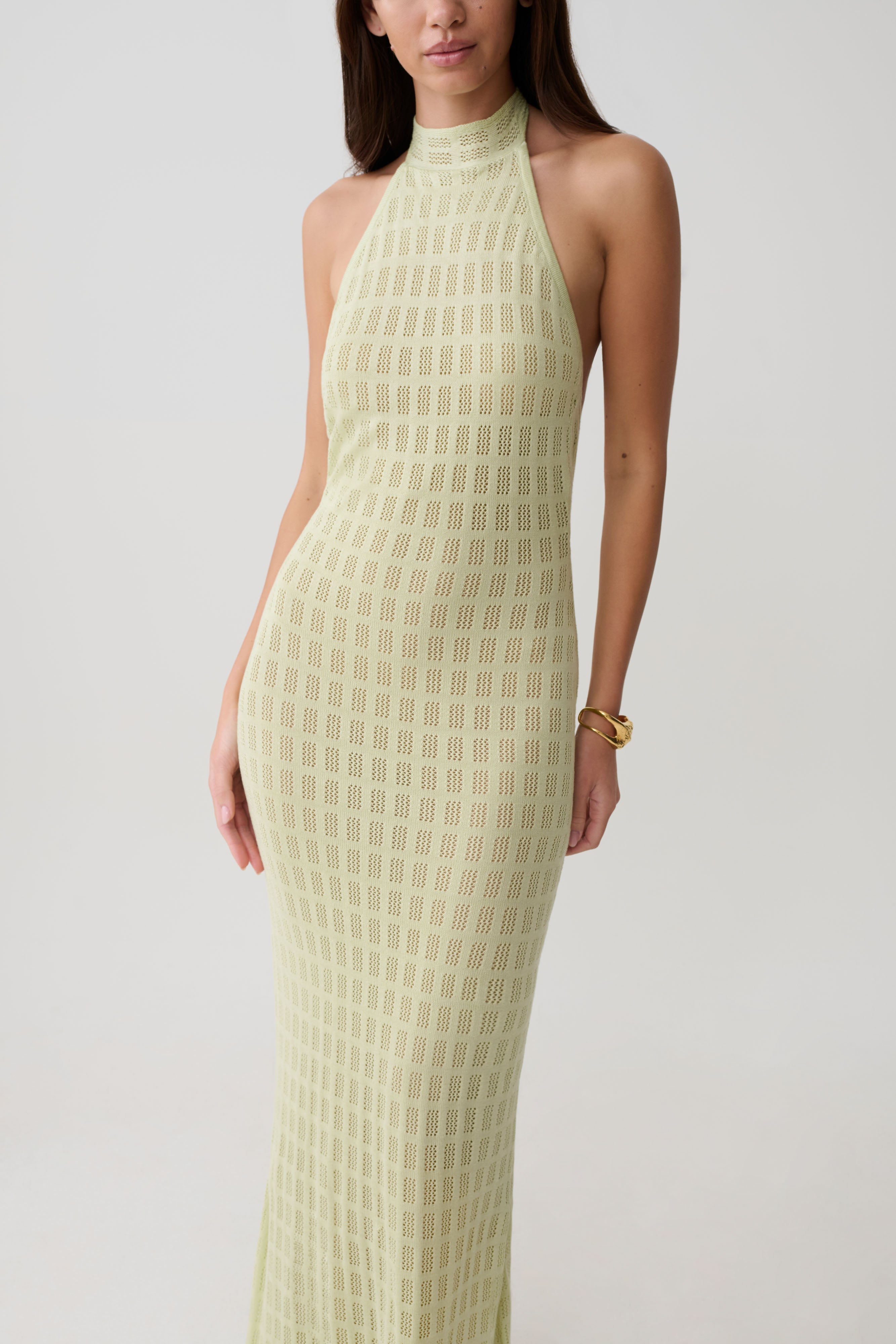 Hayley Halter Knit Maxi Dress - Seafoam - Image 6