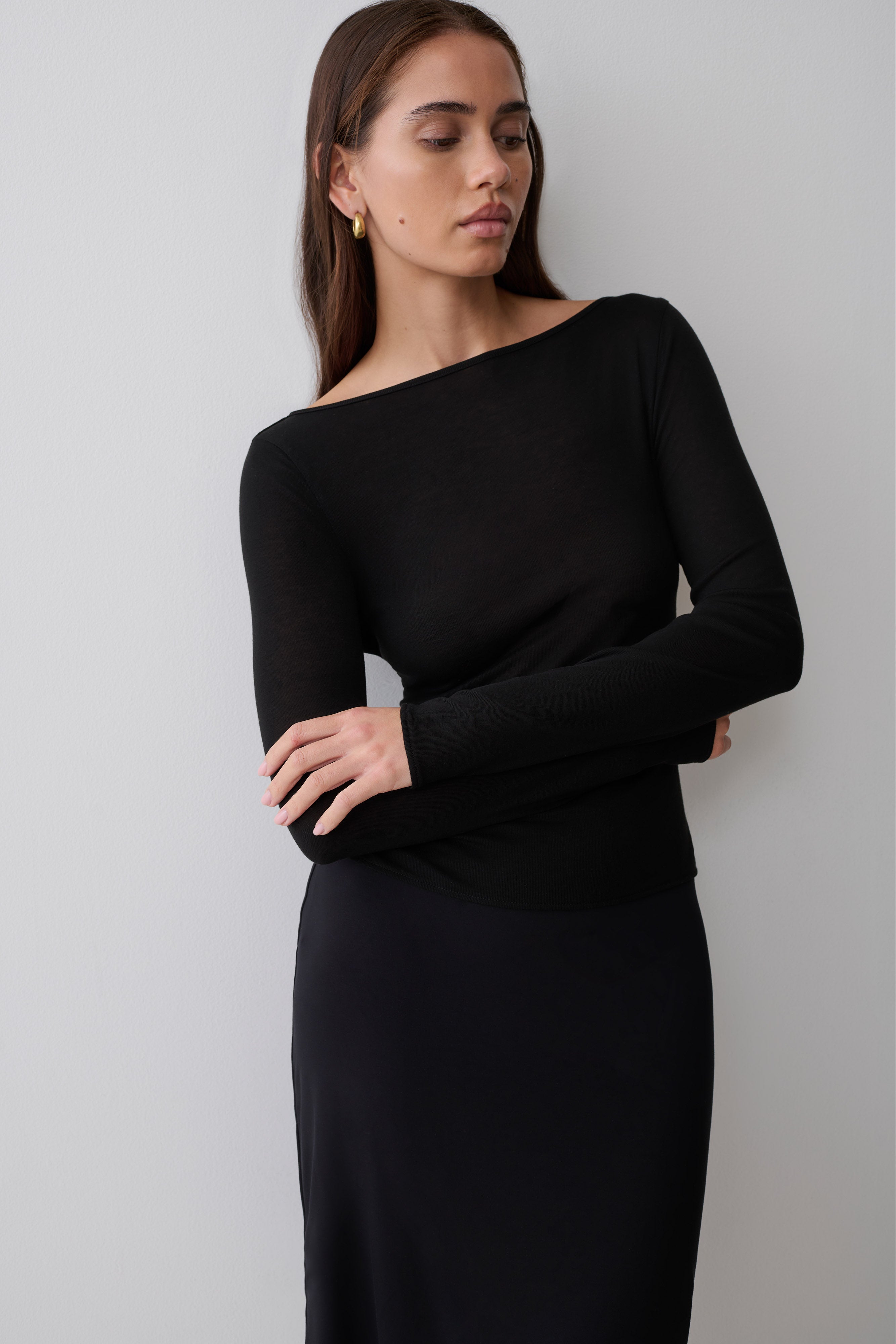 Coraline Long Sleeve Sheer Top - Black - Image 3