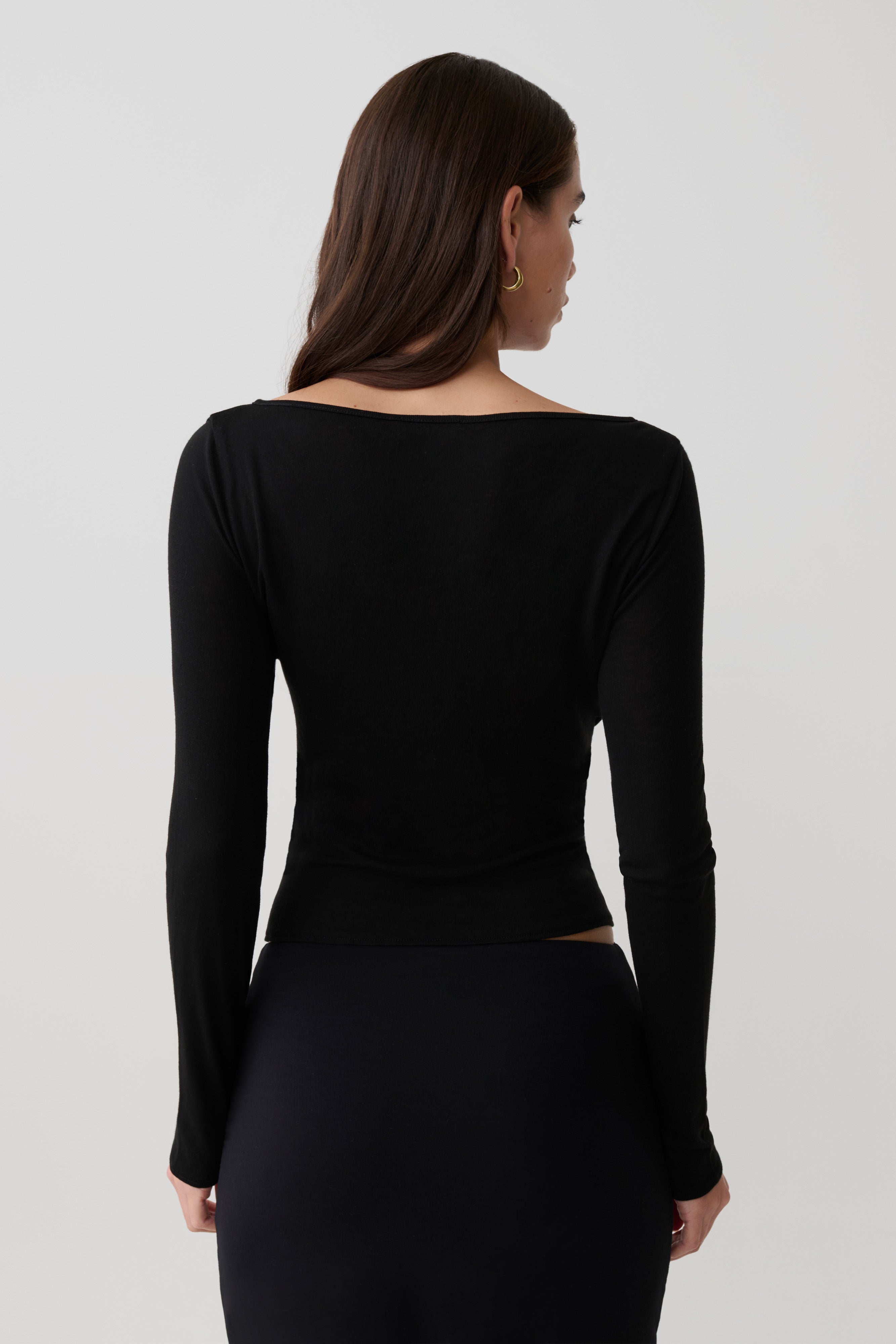 Alternative view of Coraline Long Sleeve Sheer Top - Black