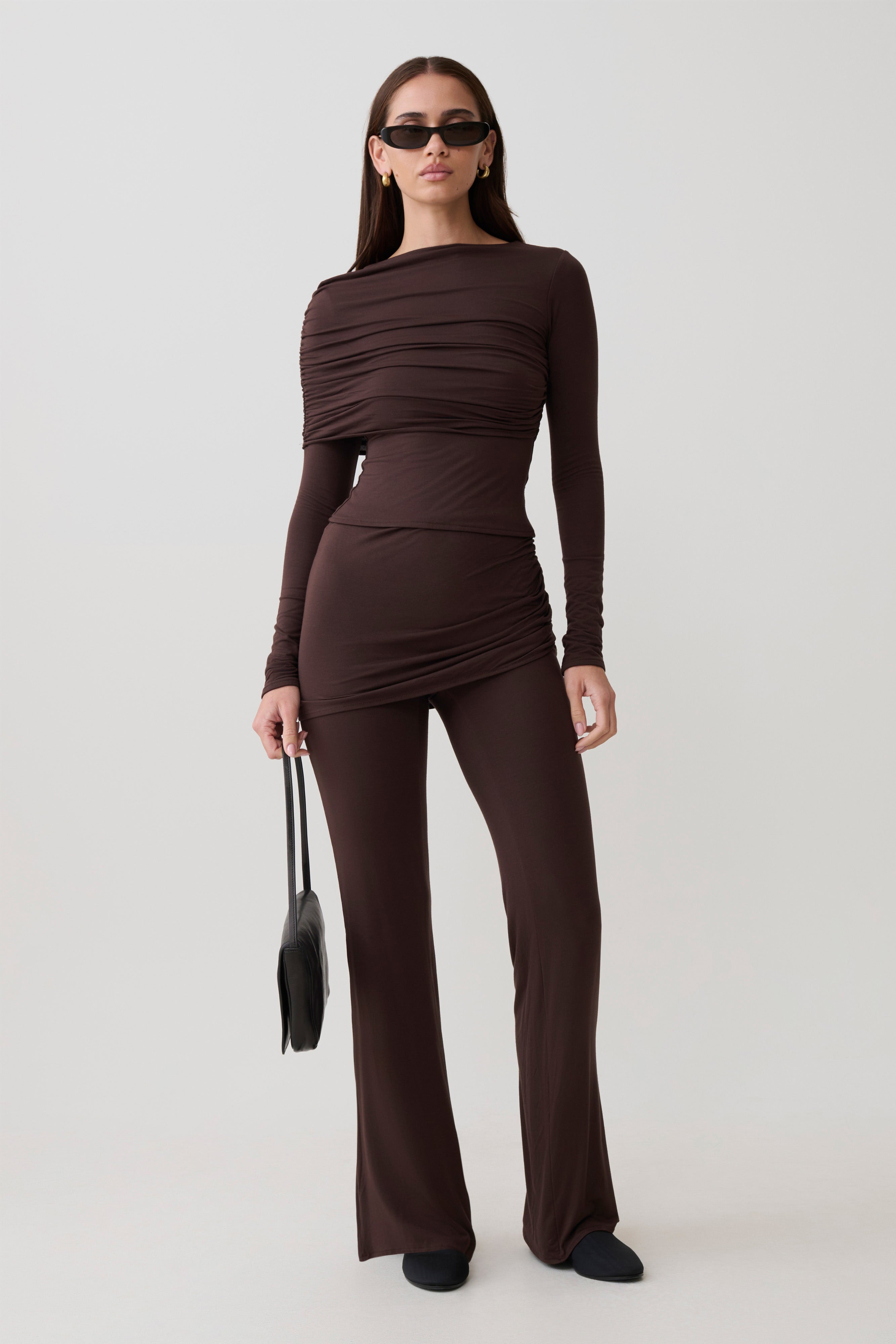 Keaton Modal Long Sleeve Overlay Top - Espresso - Image 6