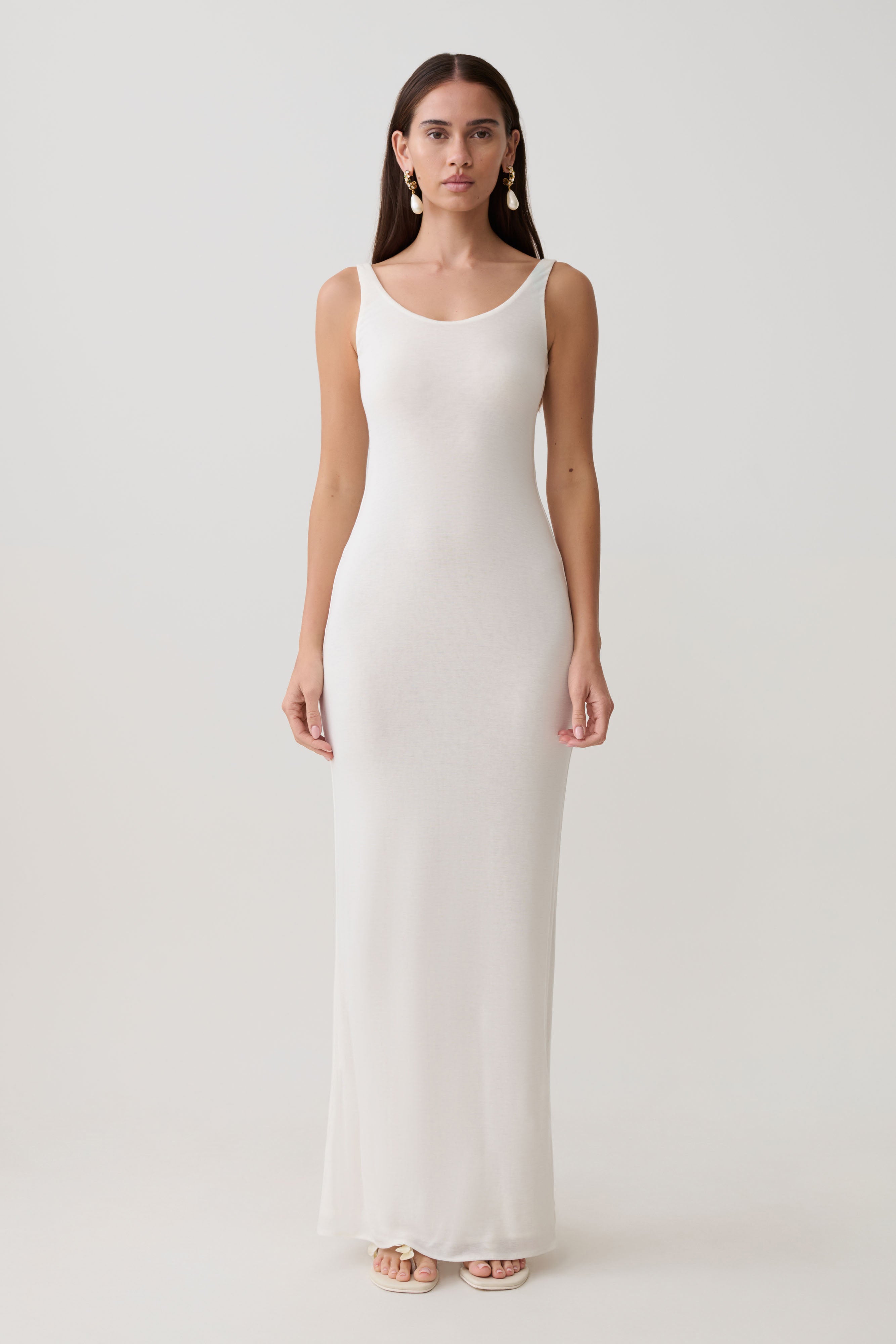 Gwenaelle Scoop Neck Jersey Maxi Dress - White - Image 6