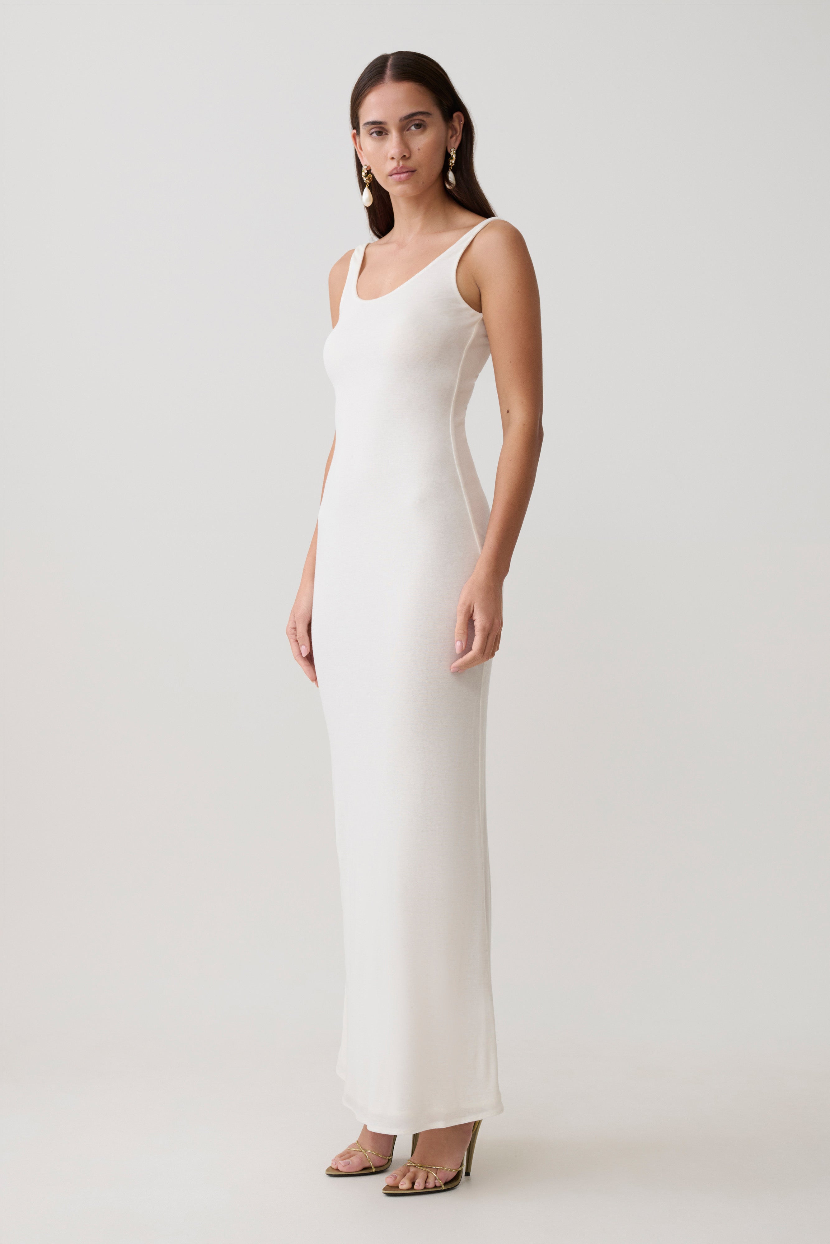 Gwenaelle Scoop Neck Jersey Maxi Dress - White - Image 5