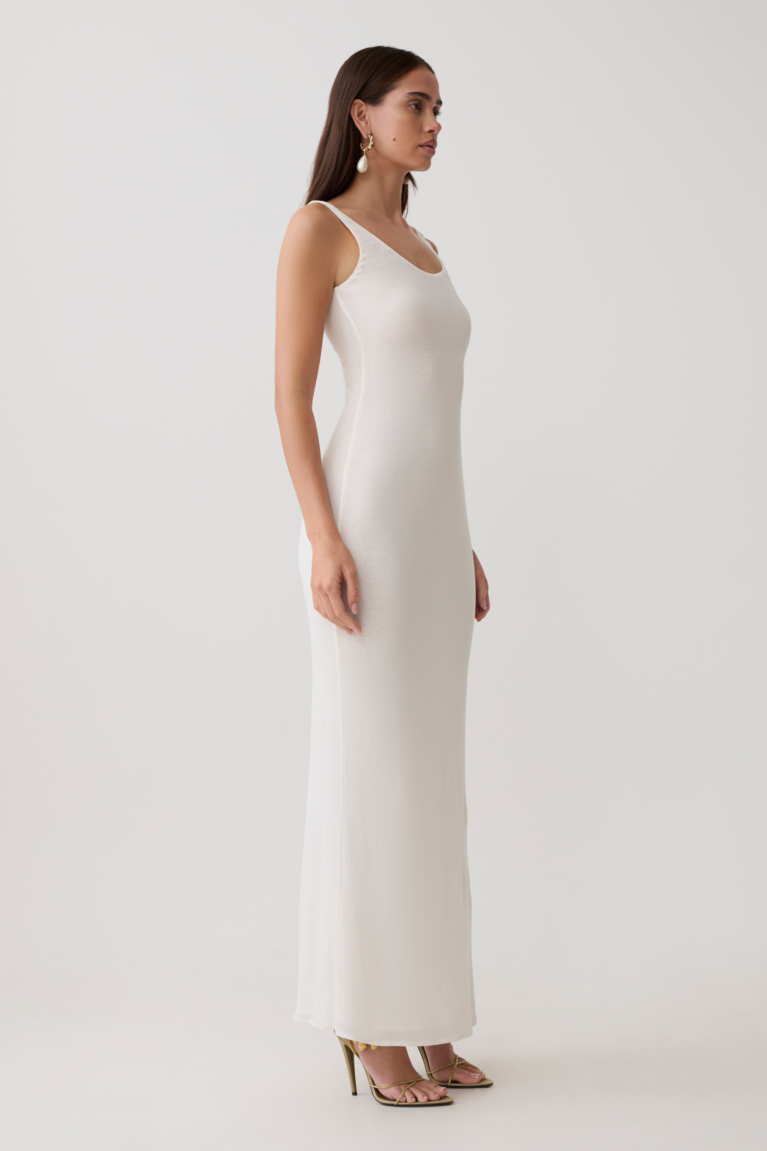 Gwenaelle Scoop Neck Jersey Maxi Dress - White - Image 4