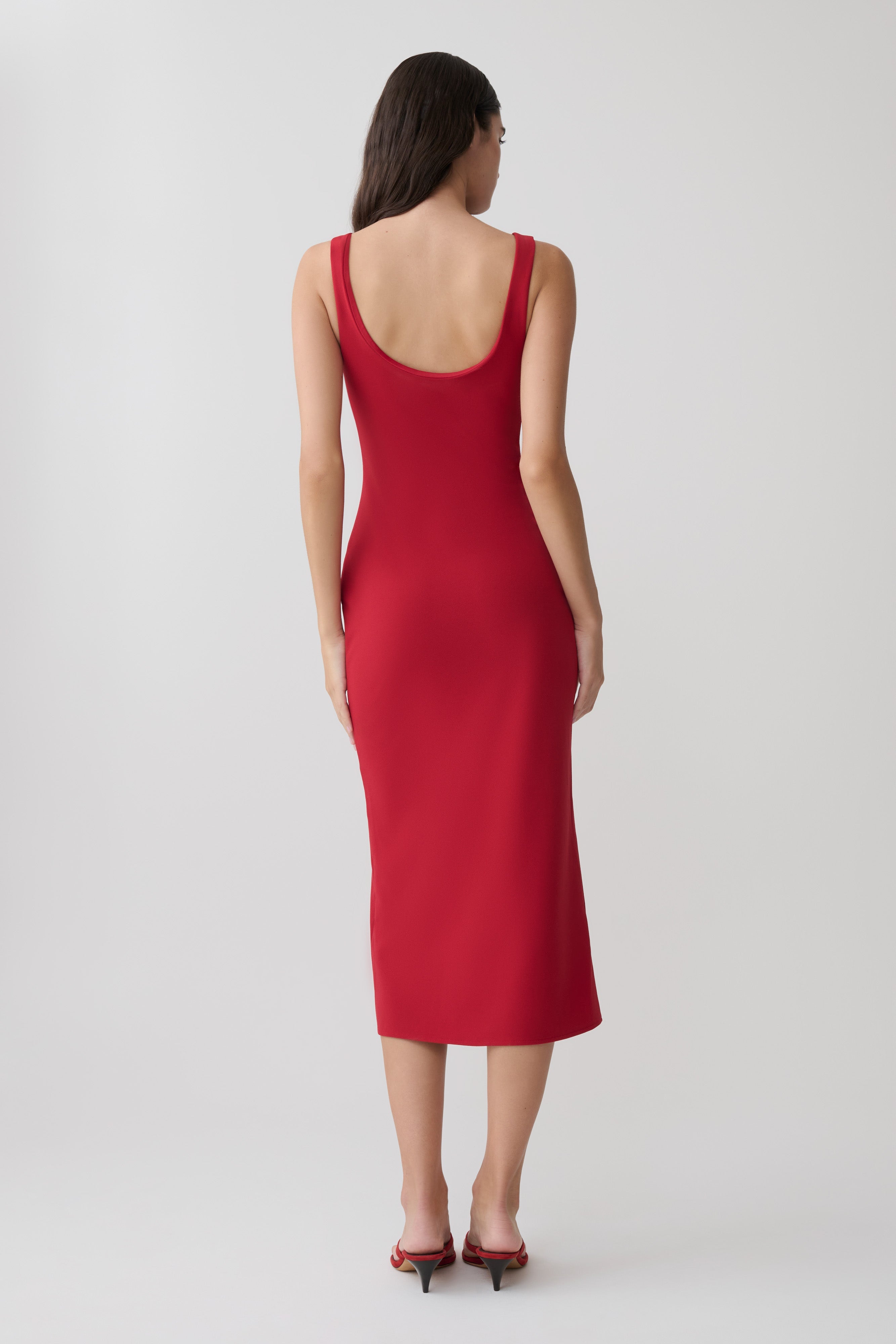 Alternative view of Allyra Scoop Stretch Crepe Midi Dress - Red