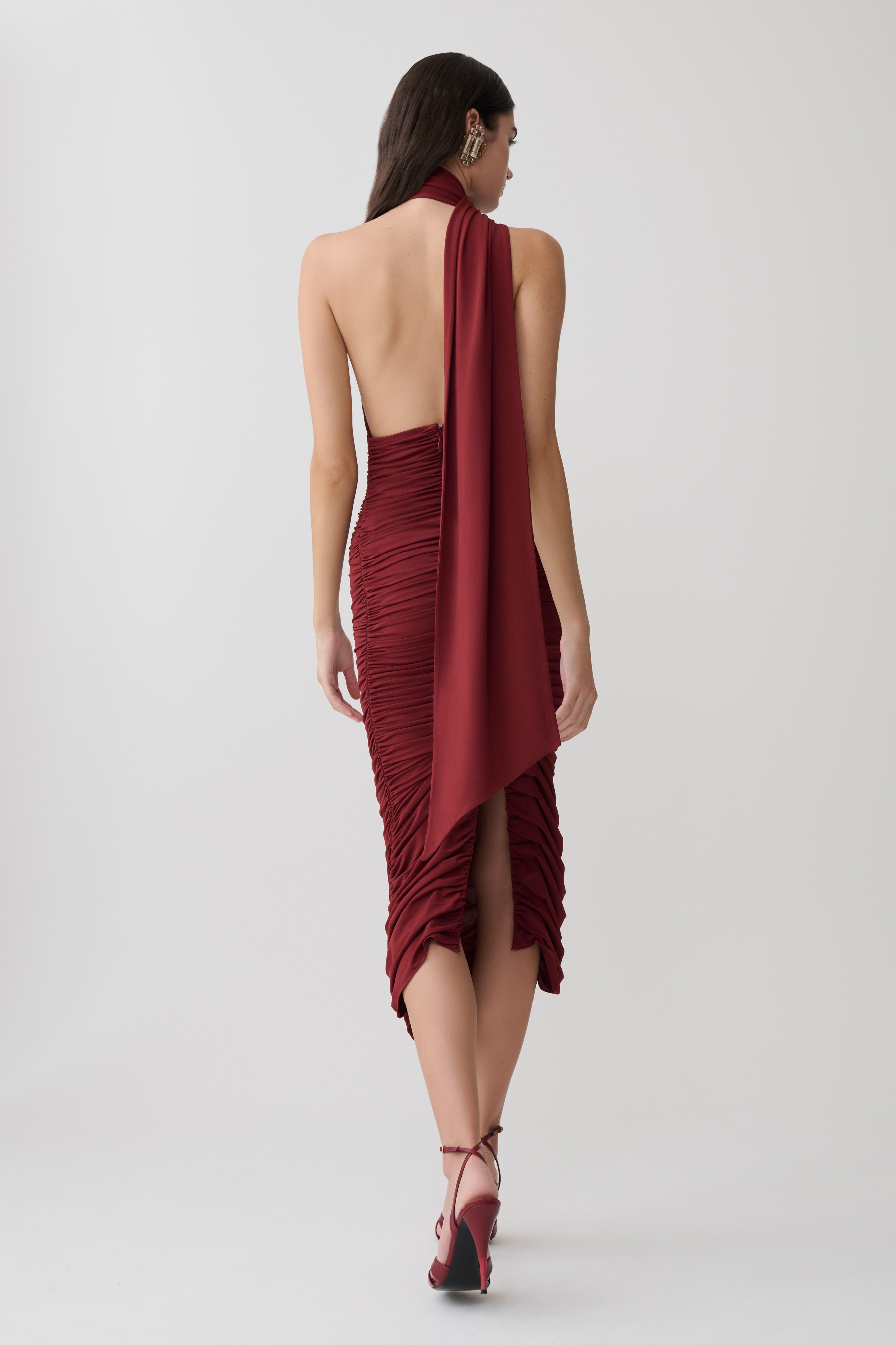 Alternative view of Giannie Draped Midi Dress - Merlot