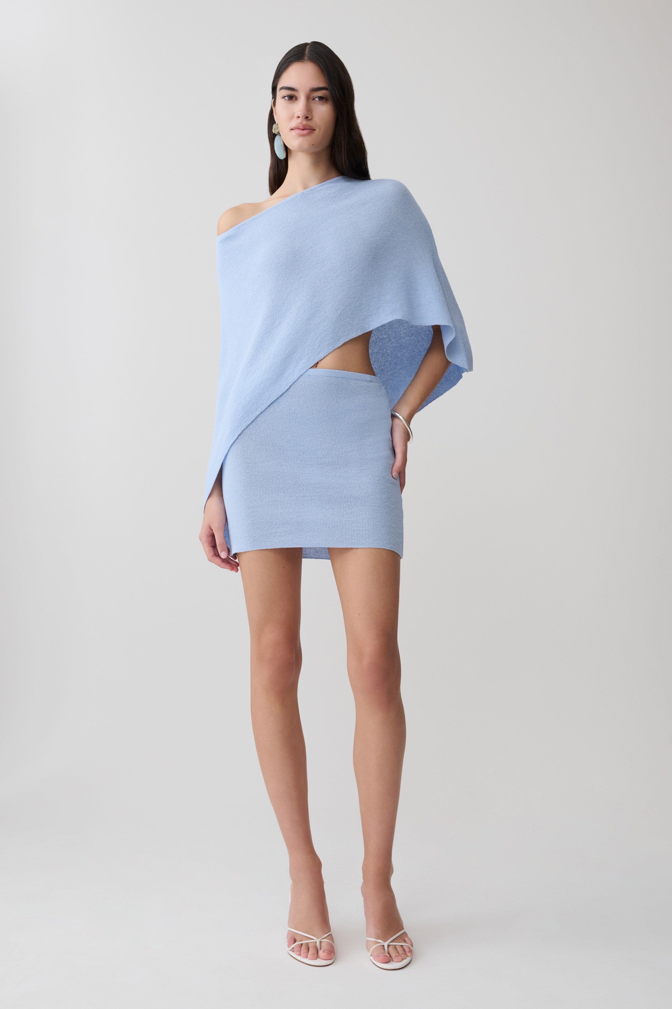 Loura Mid Rise Knit Mini Skirt - Cornflower Blue - Image 3
