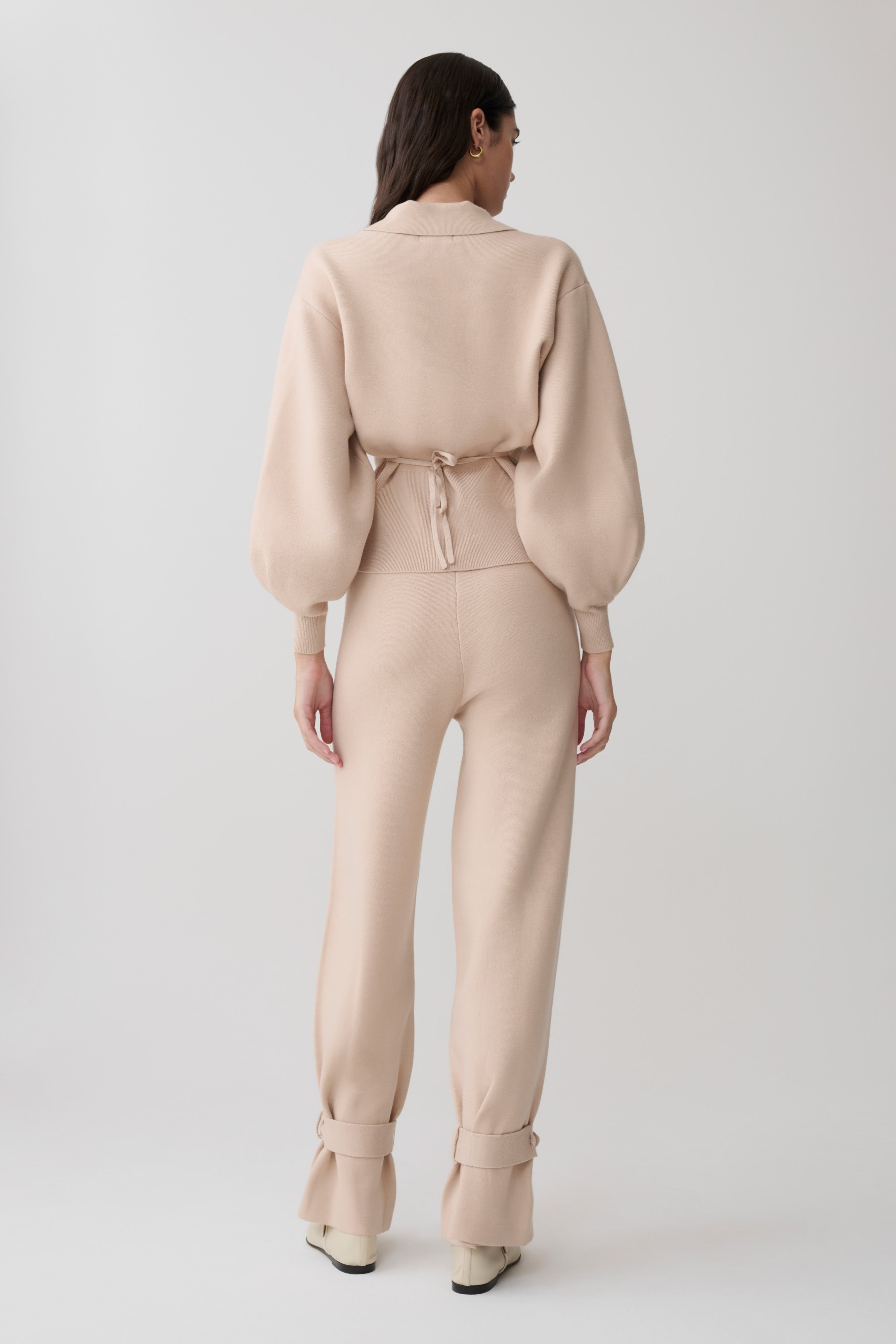 Alternative view of Blaine Knit Cuffed Wide Leg Pants - Oat Marle